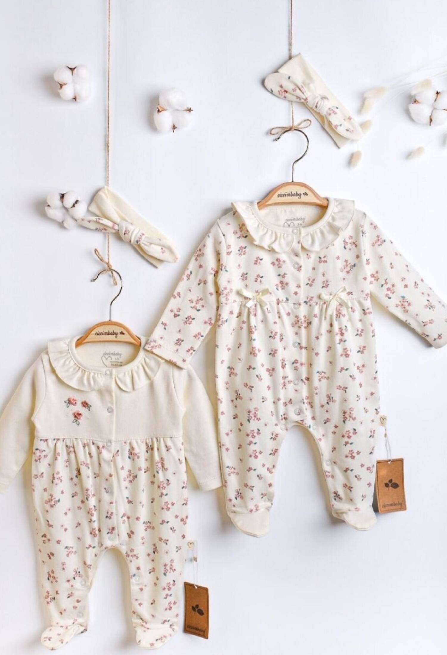 Toptan Kız Bebek 2'li Yenidoğan Tulum Takım 0-3M 1043-4908 - 1043-4908 - Brand: Ciccimbaby - Kids & Bby Clothes From Peralane Kids Turkey