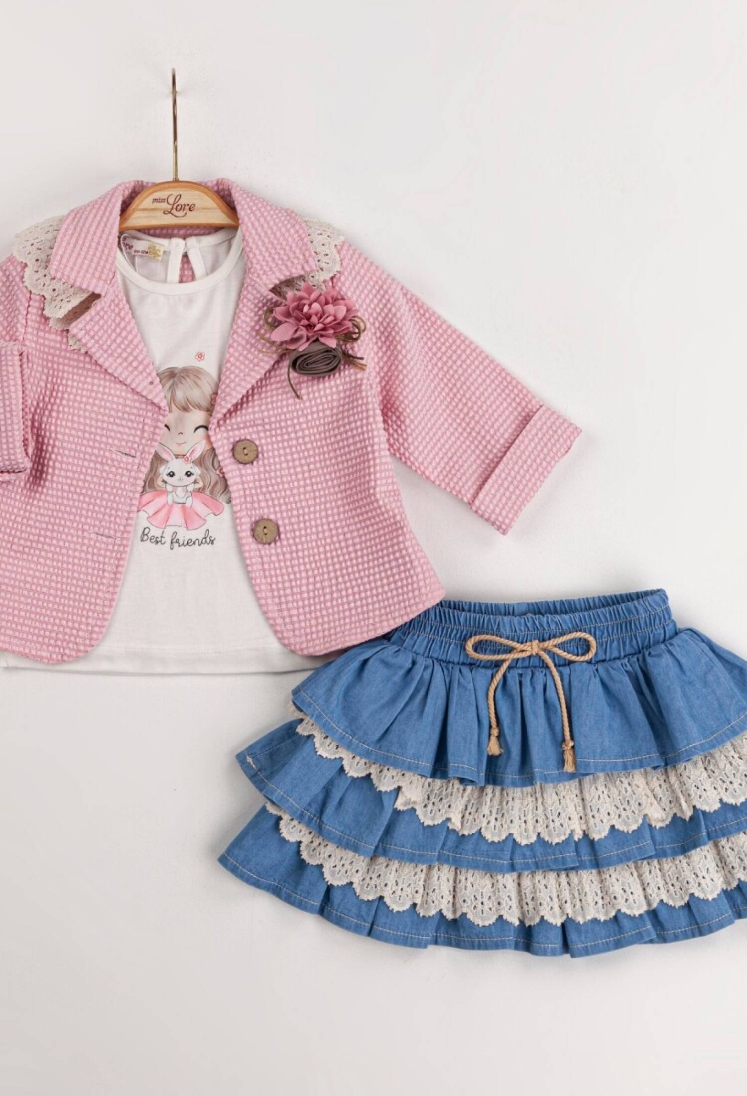 Toptan Kız Bebek 3'lü Ceket Badi Etekli Takım 9-24M 1055-5526 - 1055-5526 - Brand: Miss Lore - Kids & Bby Clothes From Peralane Kids Turkey