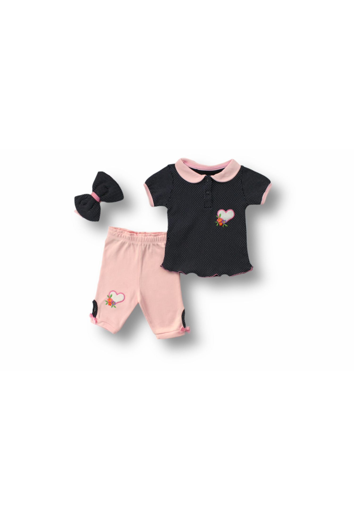 Toptan Kız Bebek 3'lü Tişört, Pantolon ve Toka Takım 1-12M 1074-75515 - 1074-75515 - Brand: Tomuycuk - Kids & Bby Clothes From Peralane Kids Turkey