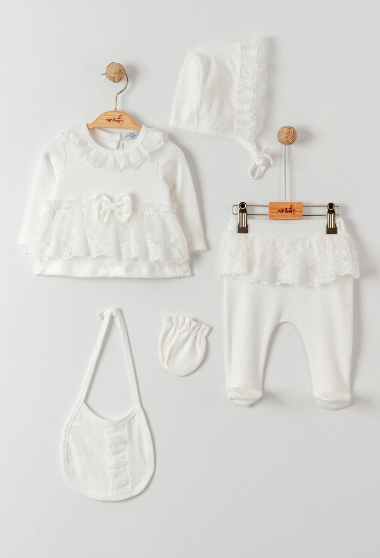 Toptan Kız Bebek 5'li Yenidoğan Takım 0-6M 2019-5168 - 2019-5168 - Brand: Miniborn - Kids & Bby Clothes From Peralane Kids Turkey