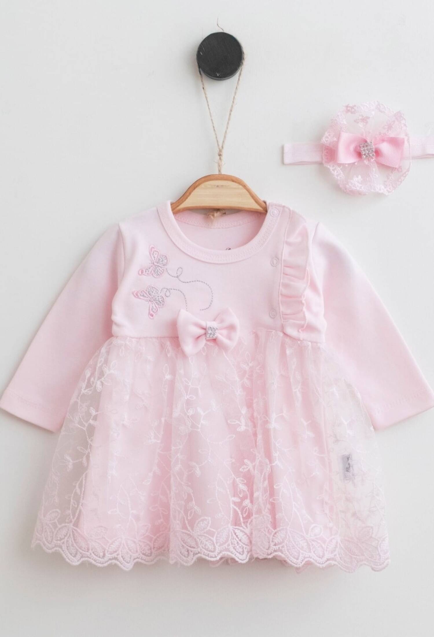 Toptan Kız Bebek Bandanalı Elbise 0-12M 2019-2163 - 2019-2163 - Brand: Miniborn - Kids & Bby Clothes From Peralane Kids Turkey