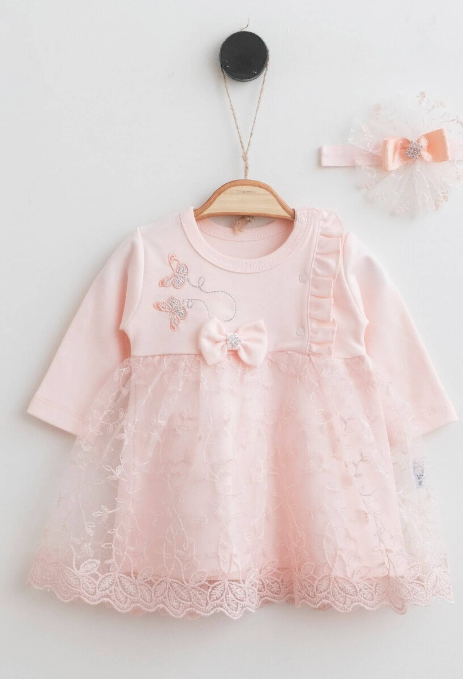 Toptan Kız Bebek Bandanalı Elbise 0-12M 2019-2163 - 2019-2163 - Brand: Miniborn - Kids & Bby Clothes From Peralane Kids Turkey