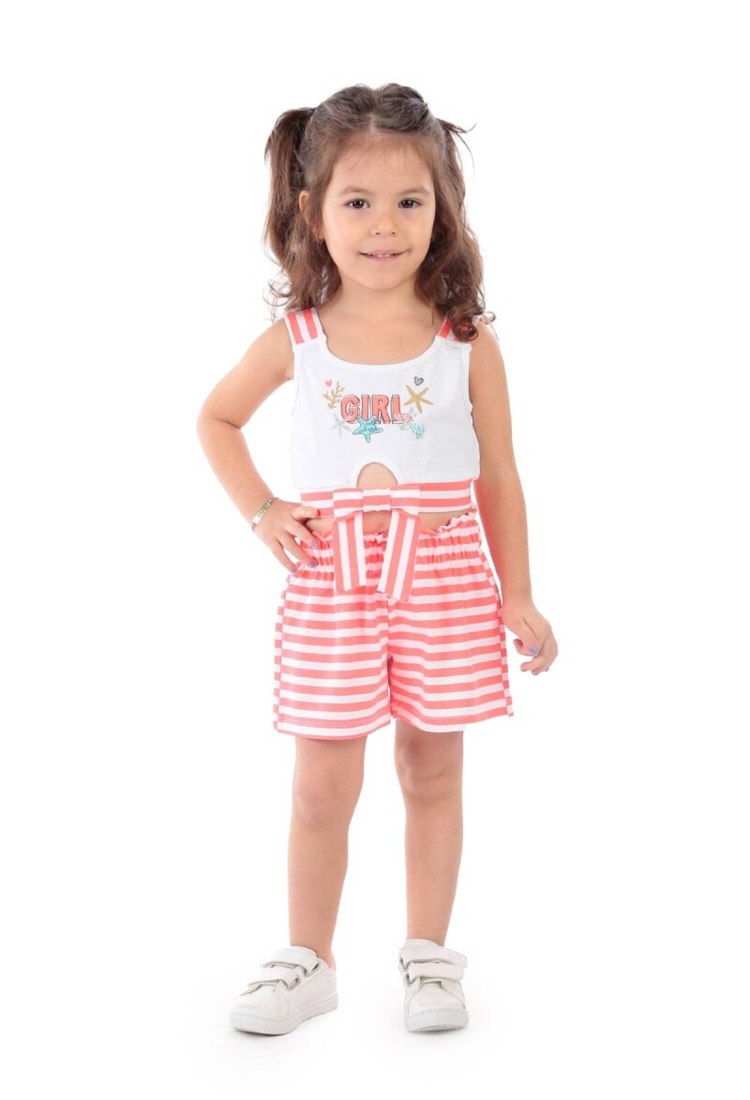 Toptan Kız Çocuk 2'li Çizgili Bluz ve Şort Takım 3-6Y 1025-22210 - 1025-22210 - Brand: Elnino - Kids & Bby Clothes From Peralane Kids Turkey