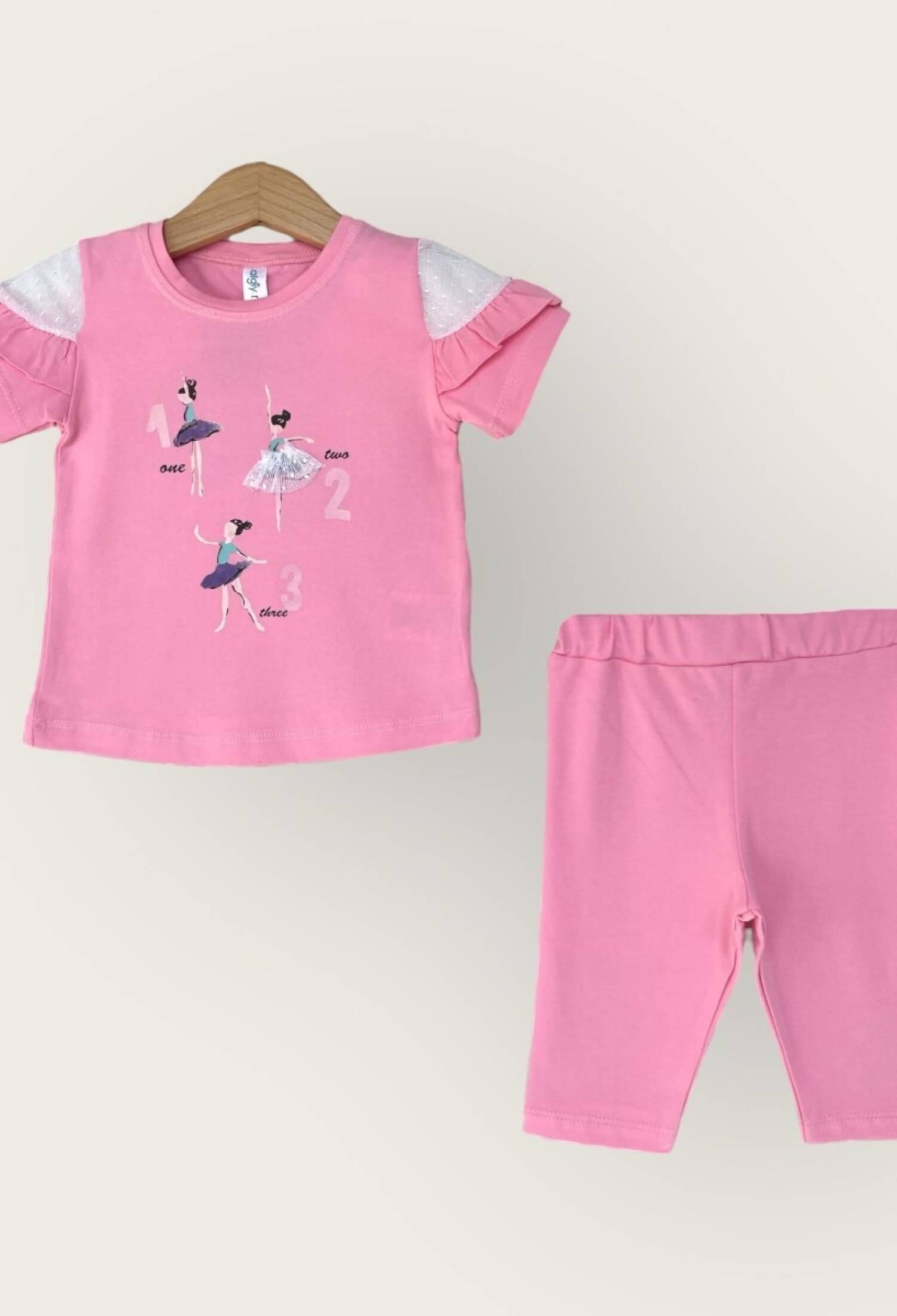 Toptan Kız Çocuk 2'li Tişört ve Kapri Takımı 1-4Y 2047-3310TK - 2047-3310TK - Brand: Algiy Mini - Kids & Bby Clothes From Peralane Kids Turkey