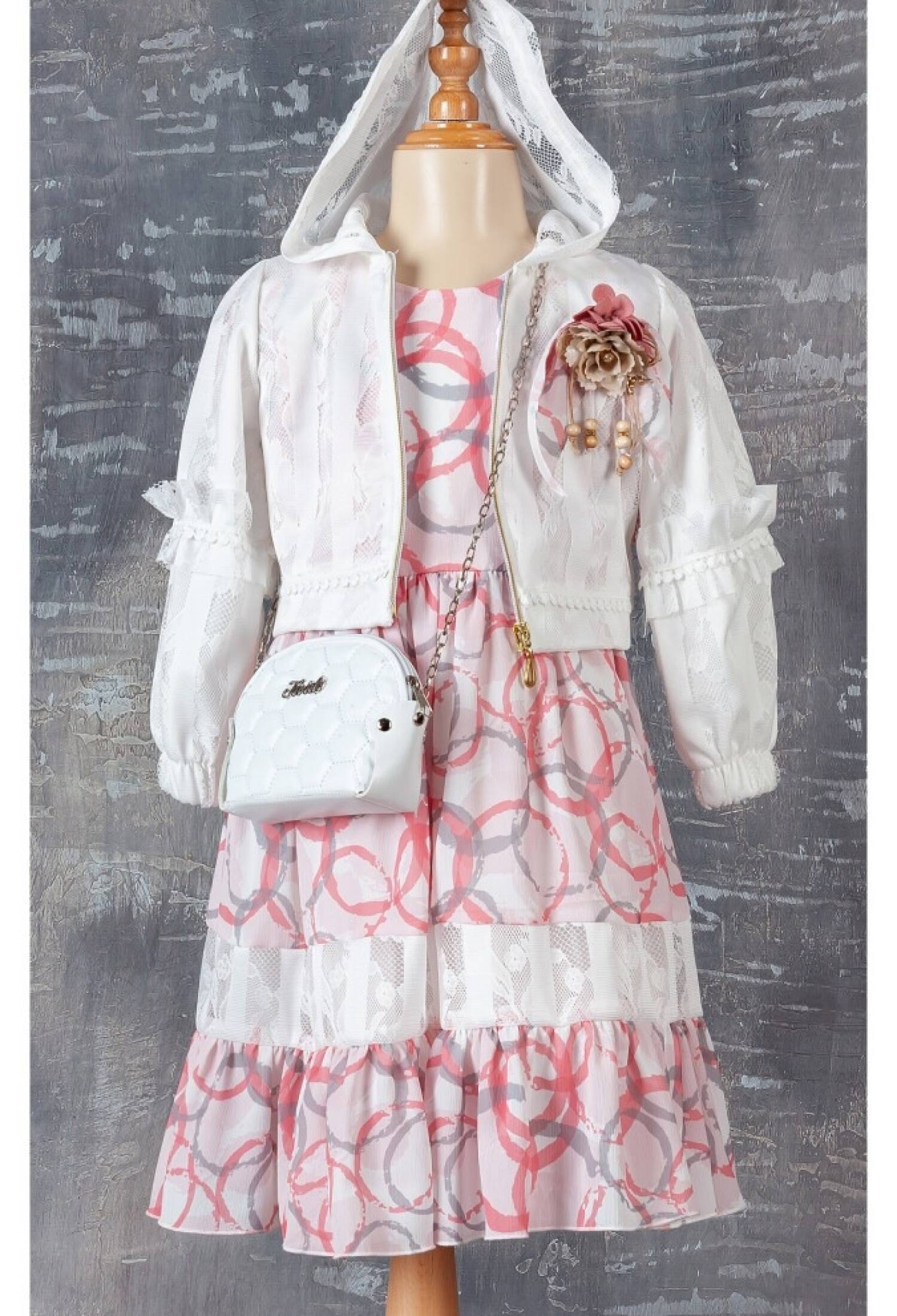 Toptan Kız Çocuk 3'lü Elbise Bolero ve Çanta Takım 6-12Y 1042-2358 - 1042-2358 - Brand: Tivido - Kids & Bby Clothes From Peralane Kids Turkey