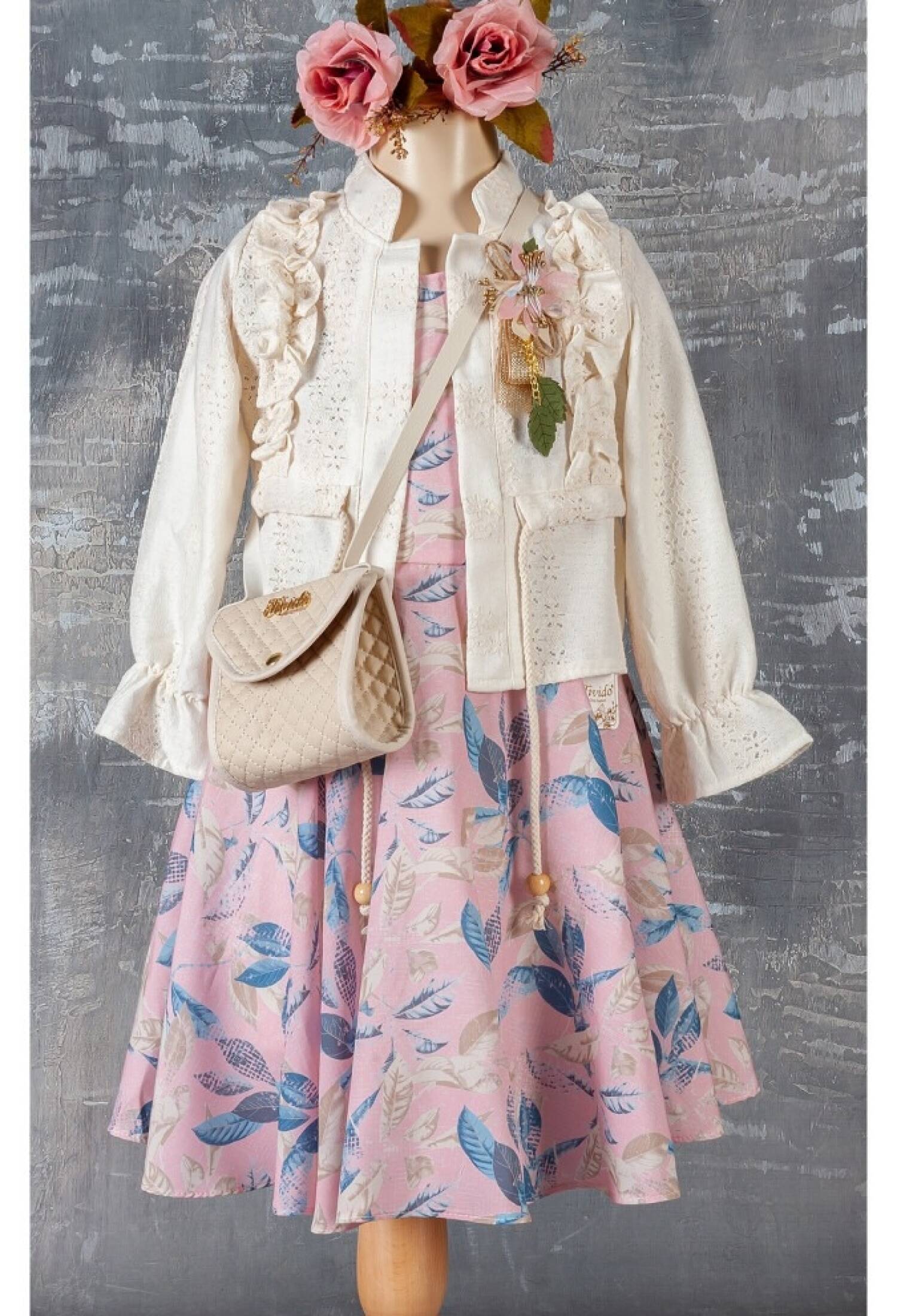 Toptan Kız Çocuk 3'lü Elbise Bolero ve Çanta Takım 6-12Y 1042-2359 - 1042-2359 - Brand: Tivido - Kids & Bby Clothes From Peralane Kids Turkey