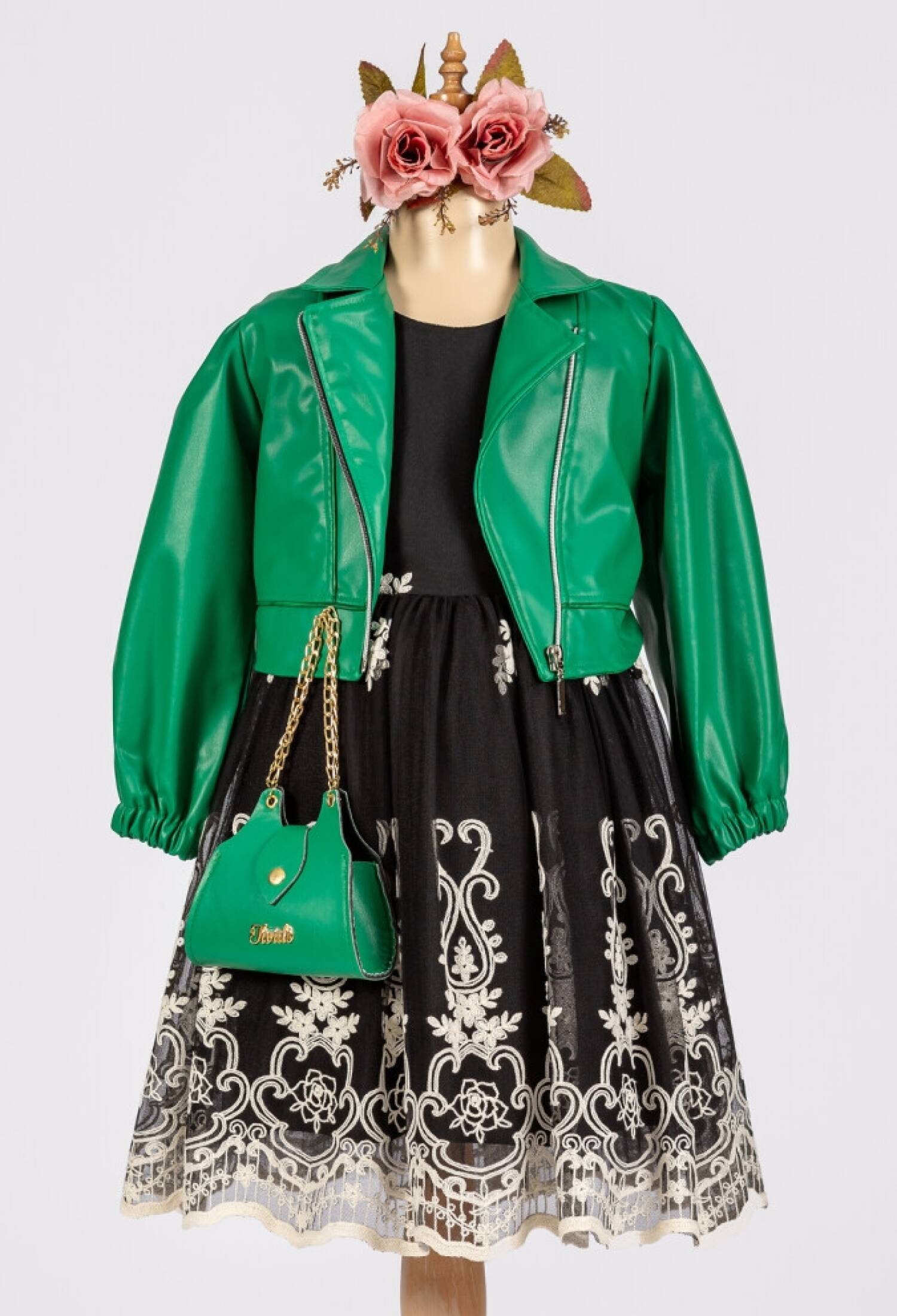 Toptan Kız Çocuk 3'lü Elbise, Ceket ve Çanta Takımı 6-12Y 1042-2542 - 1042-2542 - Brand: Tivido - Kids & Bby Clothes From Peralane Kids Turkey