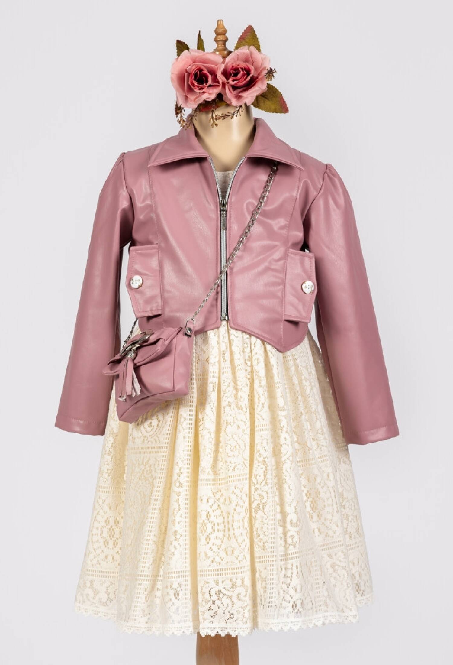 Toptan Kız Çocuk 3'lü Elbise, Ceket ve Çanta Takımı 6-12Y 1042-2546 - 1042-2546 - Brand: Tivido - Kids & Bby Clothes From Peralane Kids Turkey