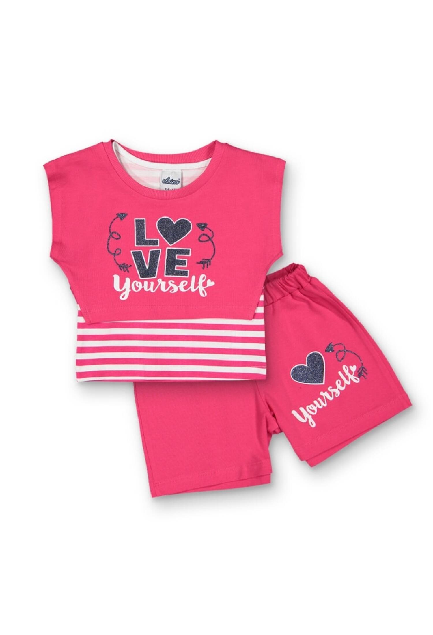 Toptan Kız Çocuk 3'lü Tişört ve şort Takım 3-6Y 1025-22212 - 1025-22212 - Brand: Elnino - Kids & Bby Clothes From Peralane Kids Turkey