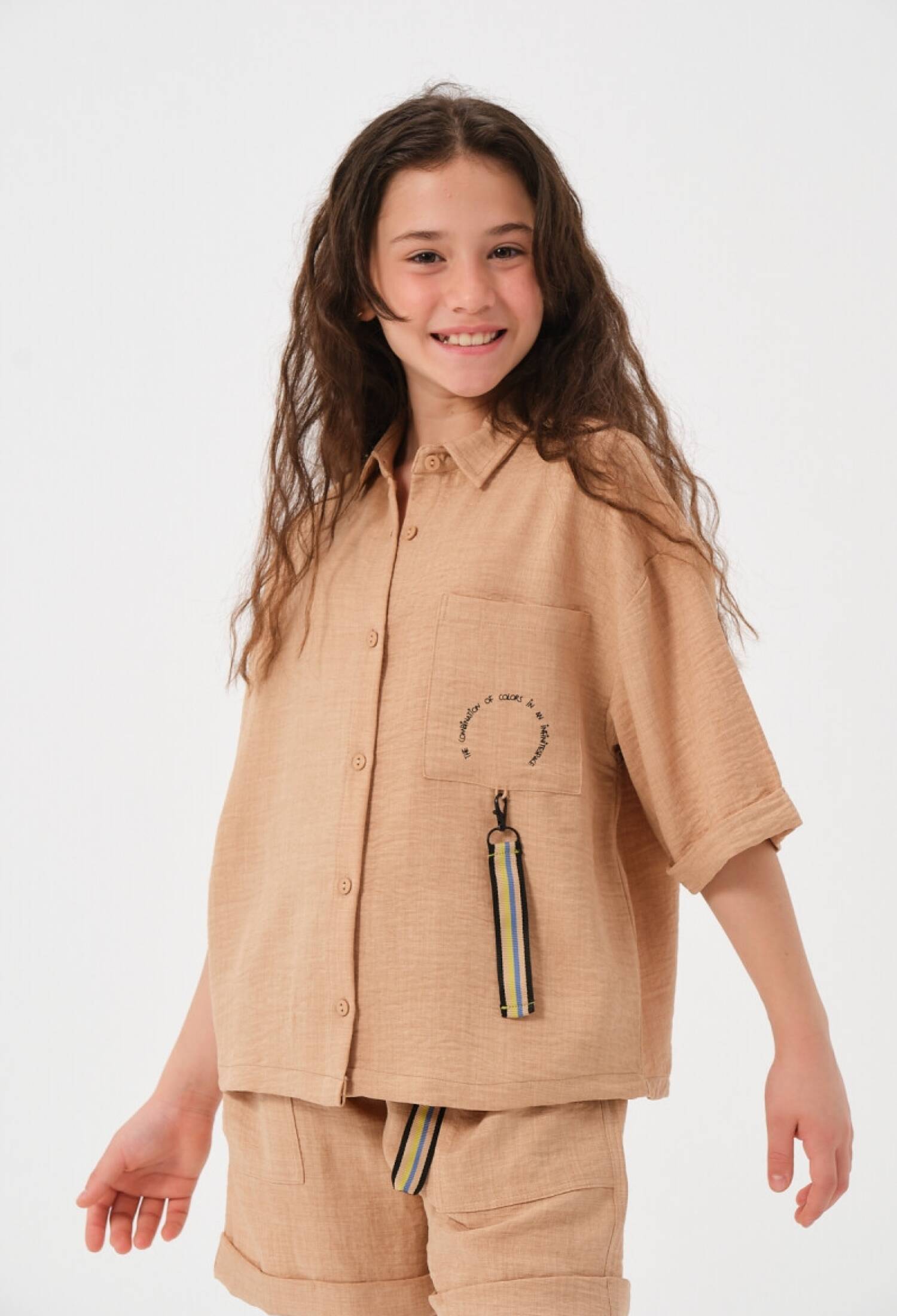 Toptan Kız Çocuk Aksesuar Detaylı, Cepli, Kısa Kollu Gömlek 8-15Y 2051-241Z4ALS81 - 2051-241Z4ALS81 - Brand: Jazziee - Kids & Bby Clothes From Peralane Kids Turkey