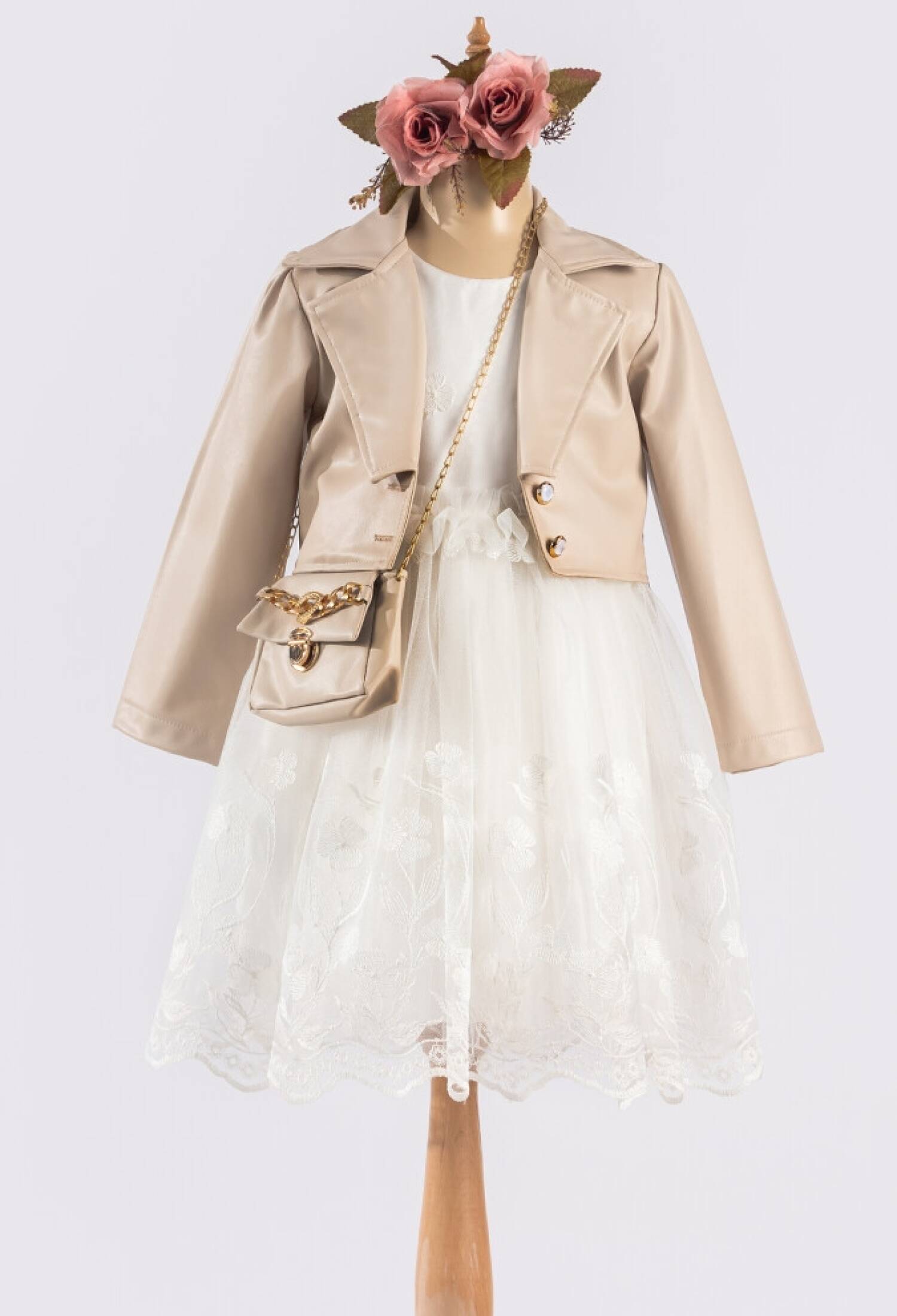 Toptan Kız Çocuk Ceketli Çantalı Elbise 6-12Y 1042-2548 - 1042-2548 - Brand: Tivido - Kids & Bby Clothes From Peralane Kids Turkey