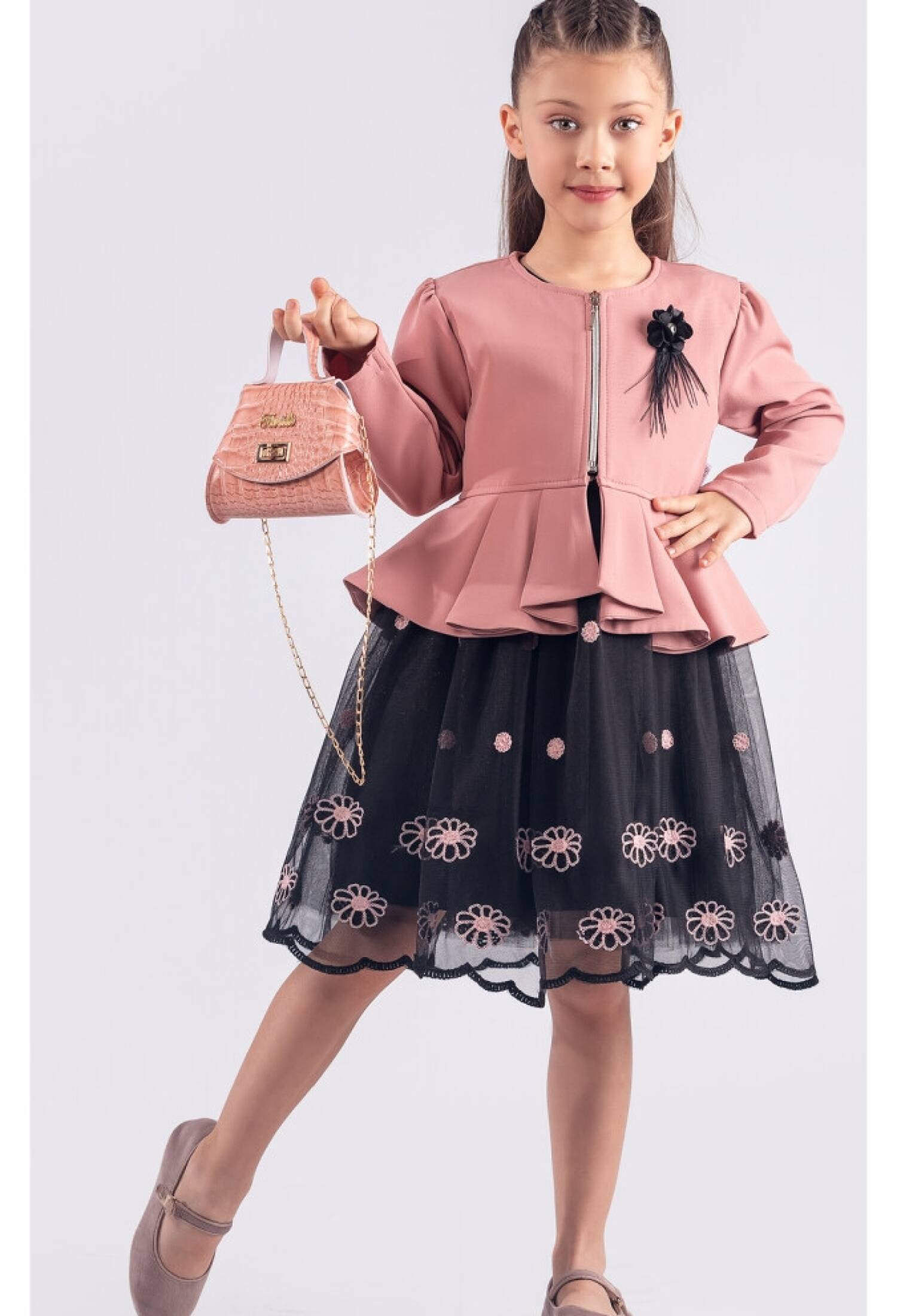 Toptan Kız Çocuk Ceketli Çantalı Elbise 6-12Y 1042-2549 - 1042-2549 - Brand: Tivido - Kids & Bby Clothes From Peralane Kids Turkey