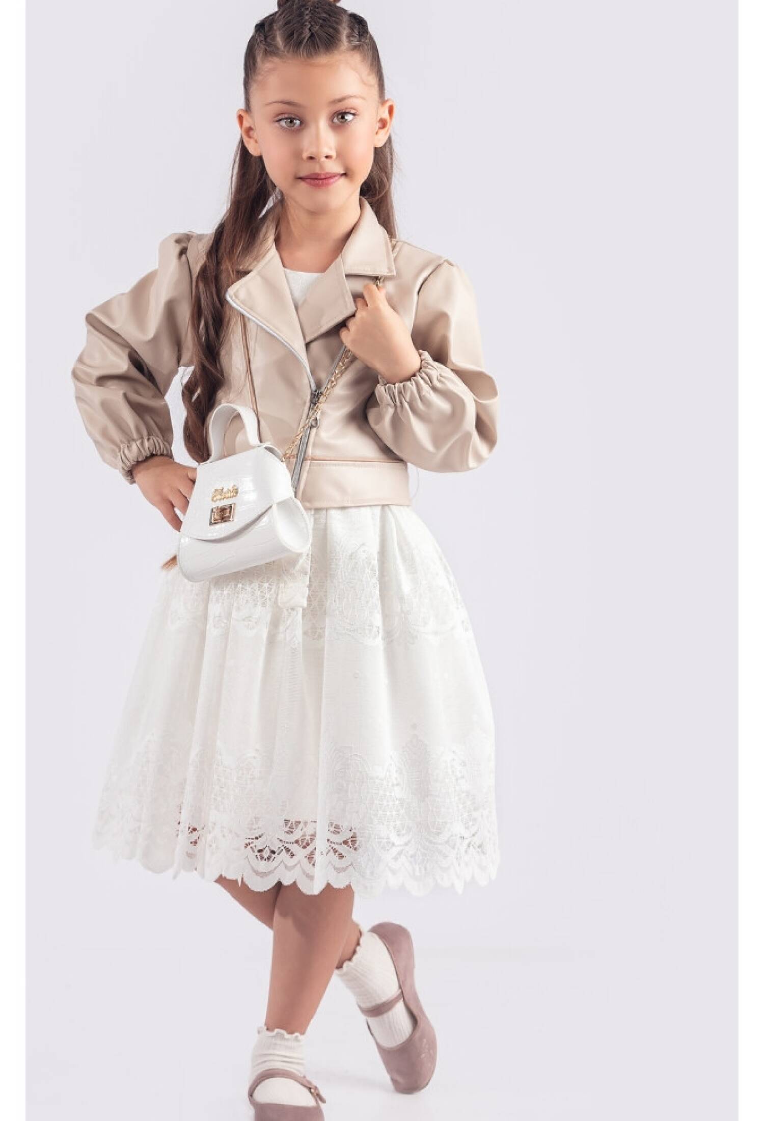 Toptan Kız Çocuk Ceketli Çantalı Elbise 6-12Y 1042-2557 - 1042-2557 - Brand: Tivido - Kids & Bby Clothes From Peralane Kids Turkey