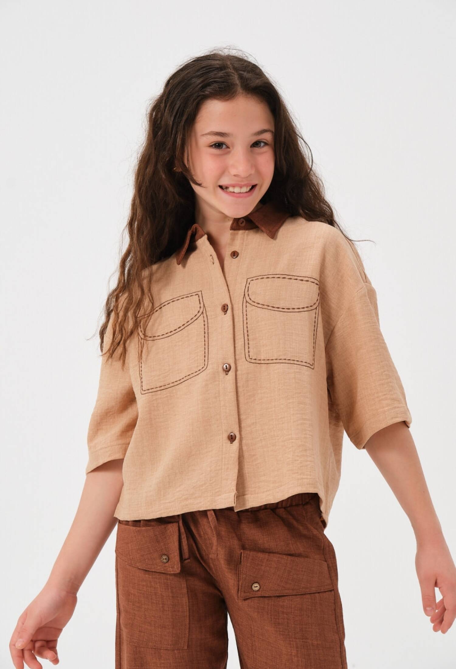 Toptan Kız Çocuk Cep Desen Detaylı Kısa Kollu Gömlek 8-15Y 2051-241Z4ALN81 - 2051-241Z4ALN81 - Brand: Jazziee - Kids & Bby Clothes From Peralane Kids Turkey