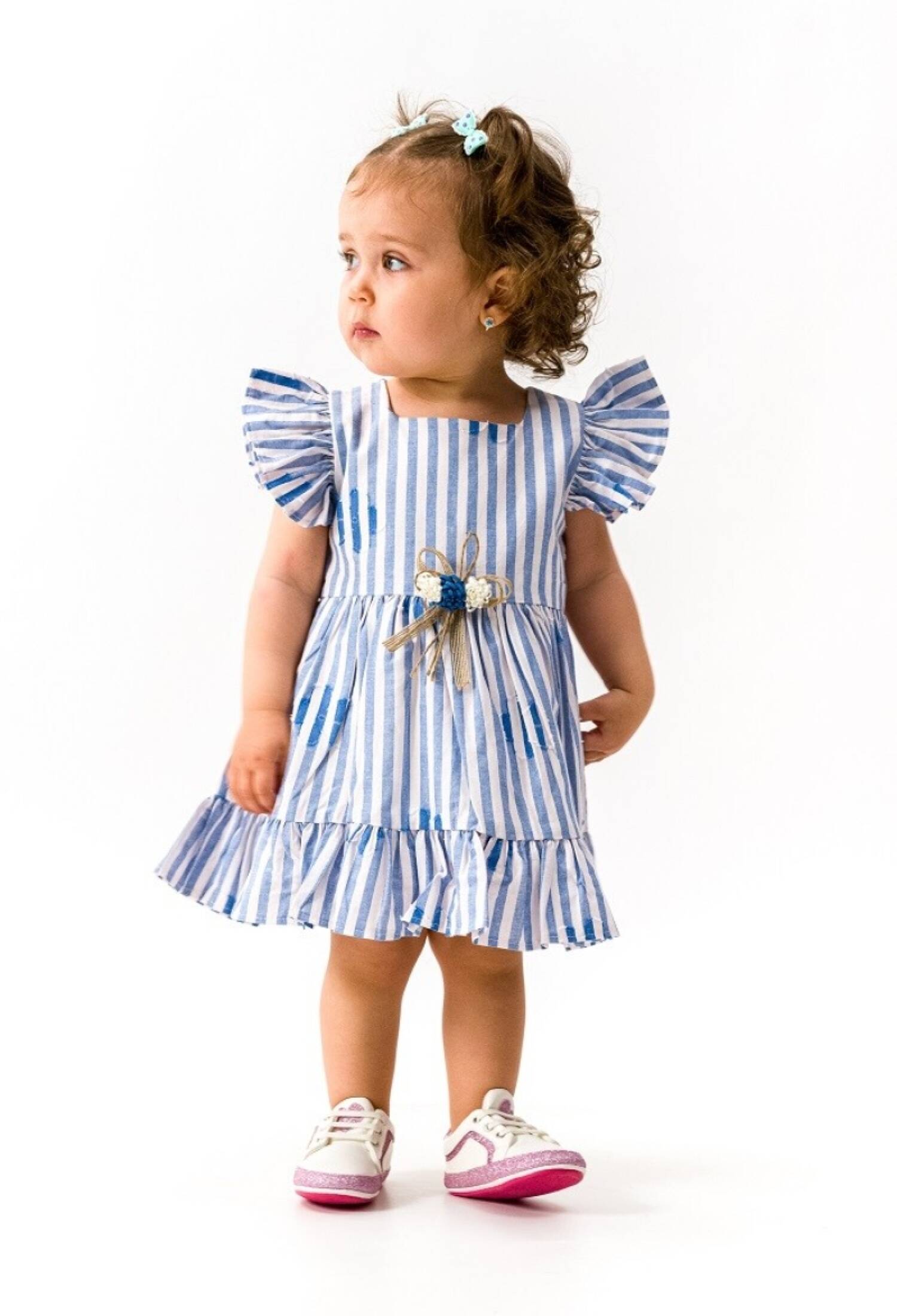 Toptan Kız Çocuk Çizgili Elbise 2-5Y 1022-23148 - 1022-23148 - Brand: Wecan - Kids & Bby Clothes From Peralane Kids Turkey
