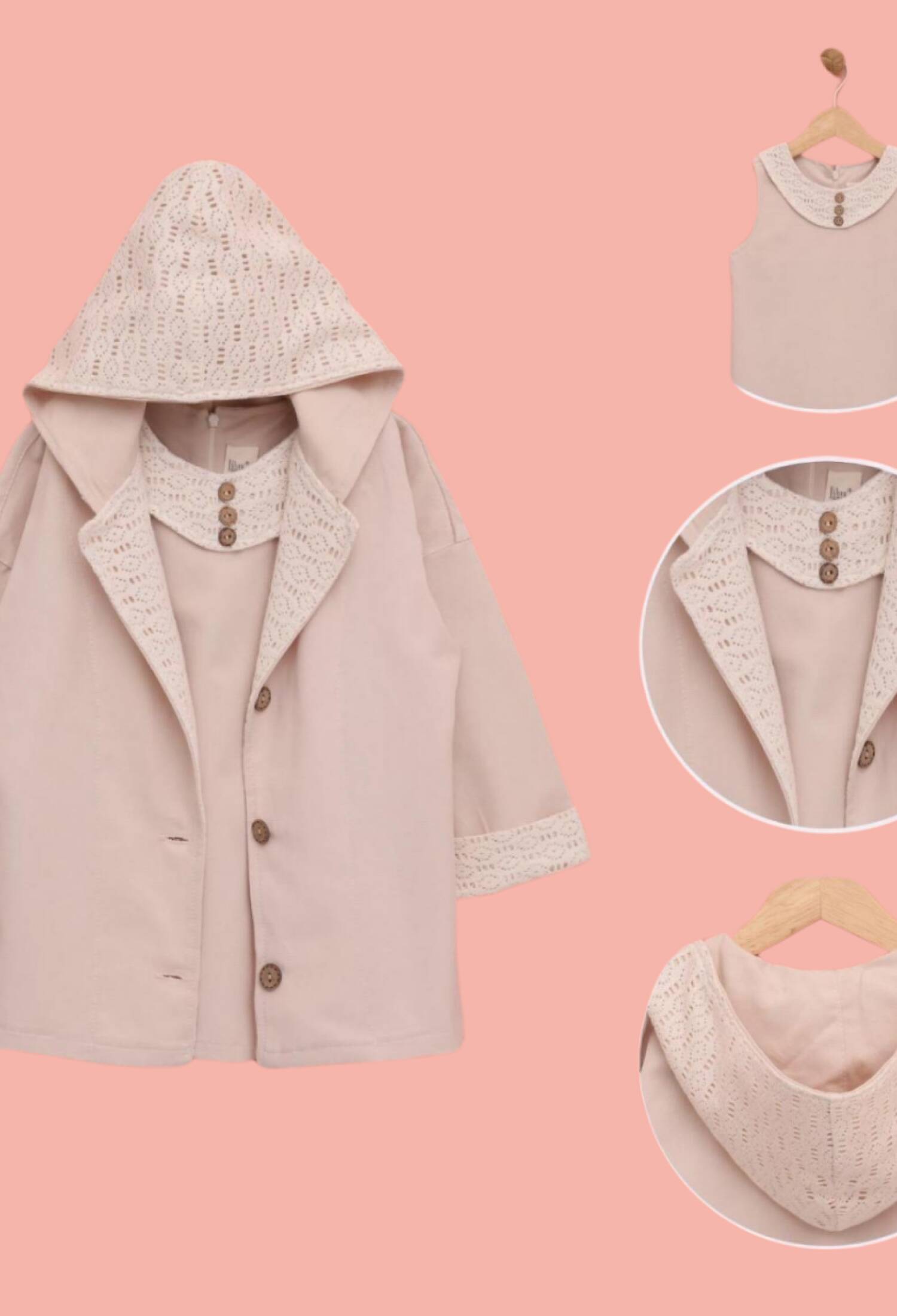 Toptan Kız Çocuk Kapüşonlu Ceketl Elbise 2-5Y 1049-6510 - 1049-6510 - Brand: Lilax - Kids & Bby Clothes From Peralane Kids Turkey