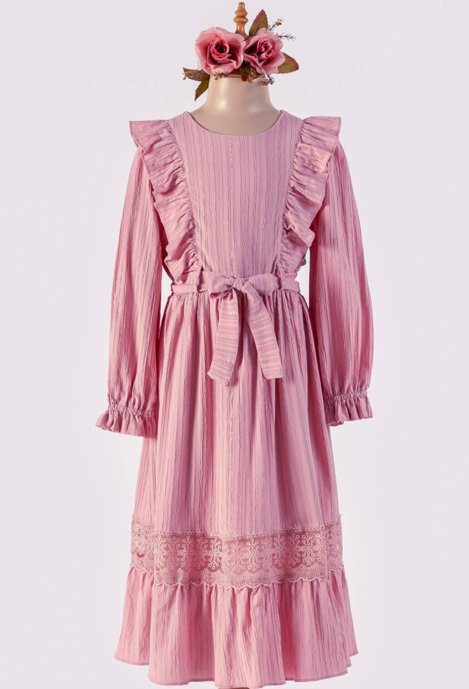 Toptan Kız Çocuk Kemerli Elbise 6-12Y 1042-2525 - 1042-2525 - Brand: Tivido - Kids & Bby Clothes From Peralane Kids Turkey