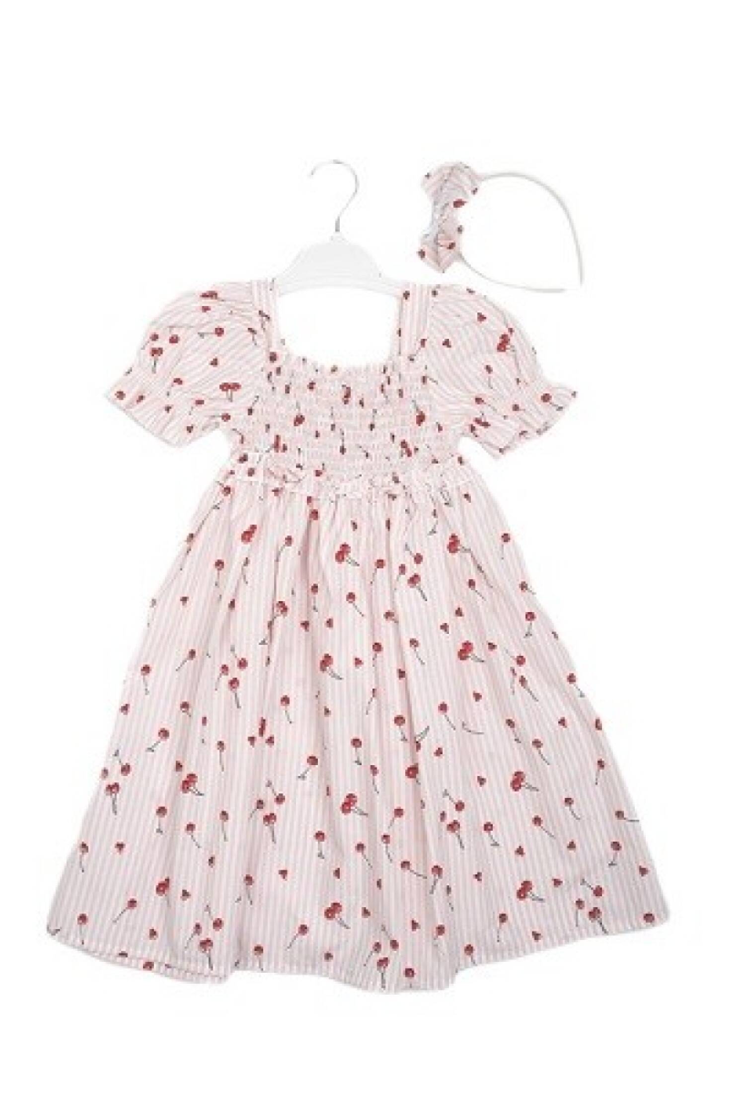 Toptan Kız Çocuk Kiraz Desenli Elbise 3-6Y 1016-23117 - 1016-23117 - Brand: Büşra Bebe - Kids & Bby Clothes From Peralane Kids Turkey