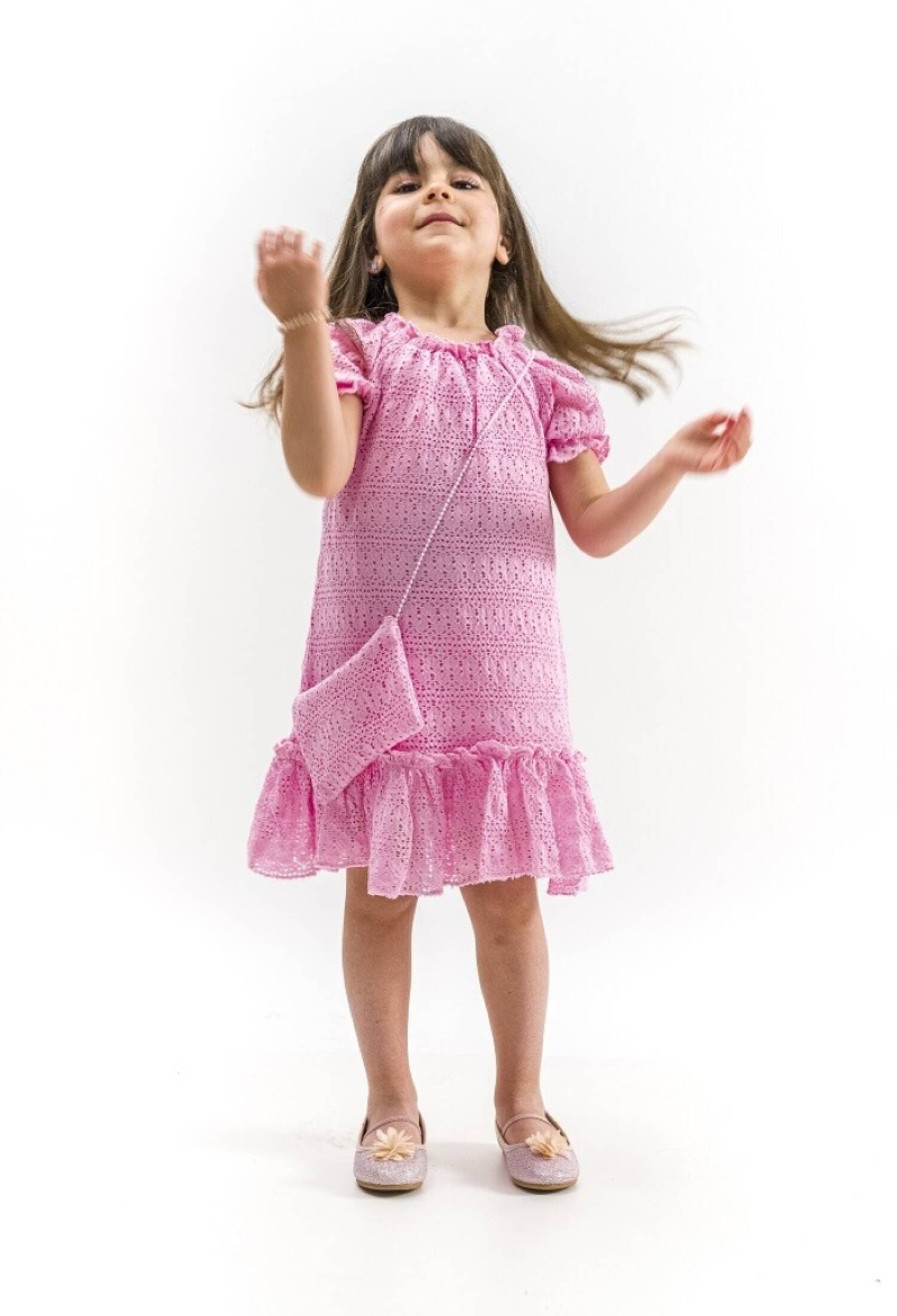 Toptan Kız Çocuk Yakası Lastikli Kollu Elbise 2-5Y 1022-23329 - 1022-23329 - Brand: Wecan - Kids & Bby Clothes From Peralane Kids Turkey