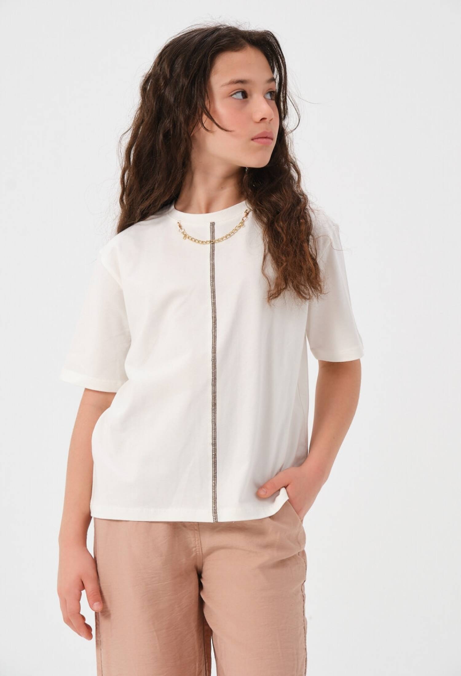 Toptan Kız Çocuk Zincir Kolye Detaylı Baskılı T-shirt 8-15Y 2051-241Z4ALP51 - 2051-241Z4ALP51 - Brand: Jazziee - Kids & Bby Clothes From Peralane Kids Turkey