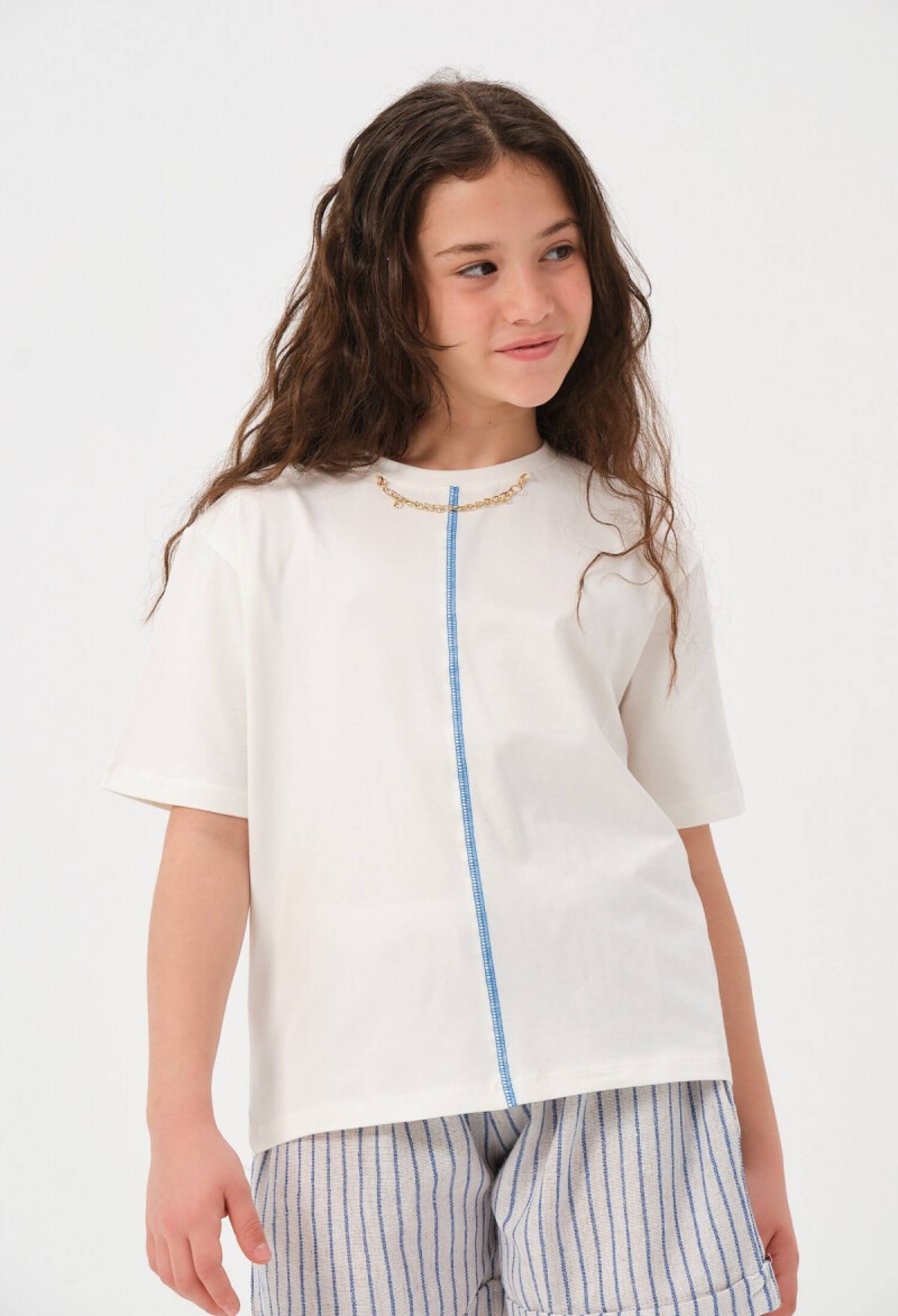 Toptan Kız Çocuk Zincir Kolye Detaylı Baskılı T-shirt 8-15Y 2051-241Z4ALP51 - 2051-241Z4ALP51 - Brand: Jazziee - Kids & Bby Clothes From Peralane Kids Turkey