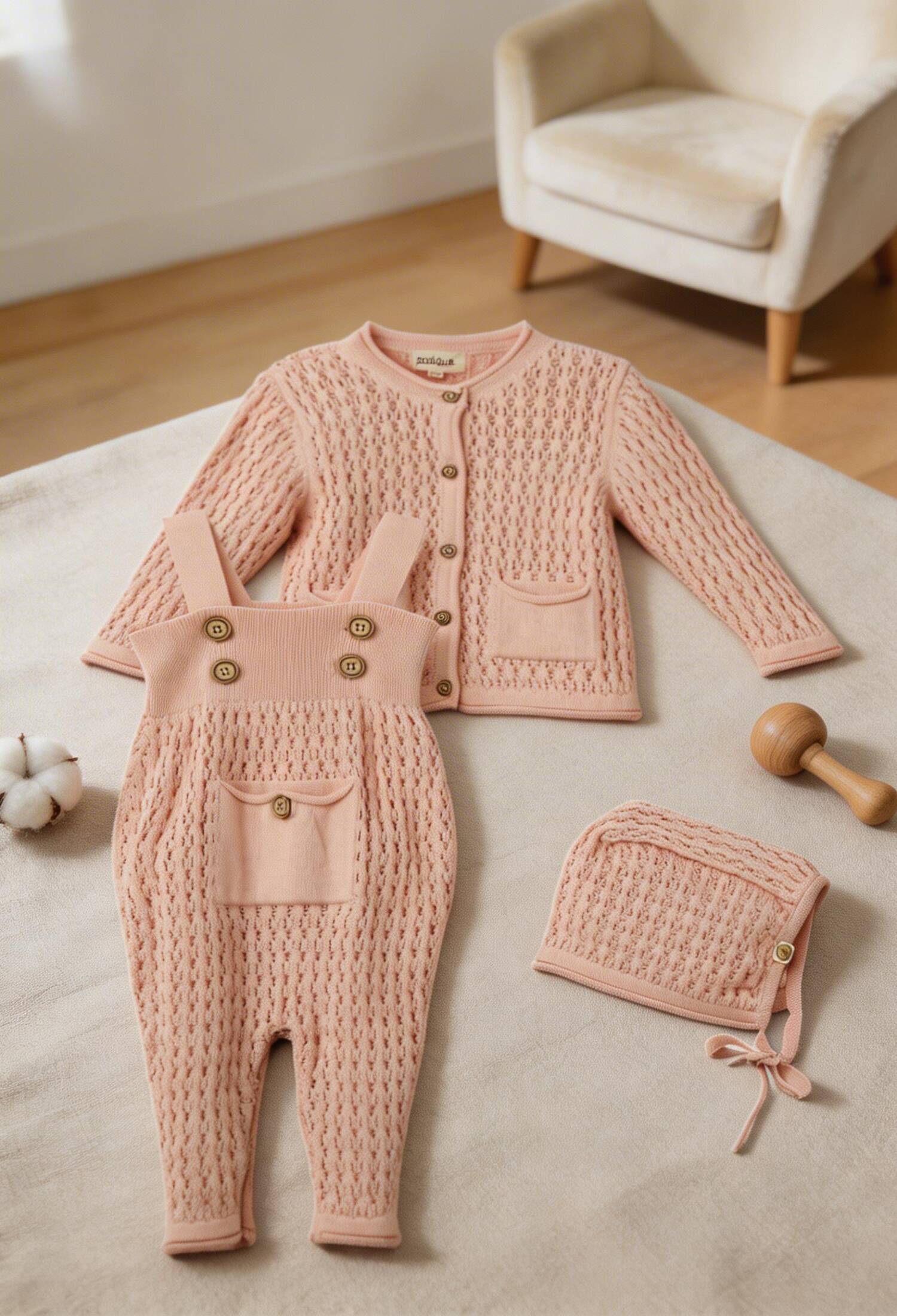 Wholesale Baby Girl Organic Cotton 3-Piece Set 3-18 Uludağ Triko 1061-21140 - 1061-21140