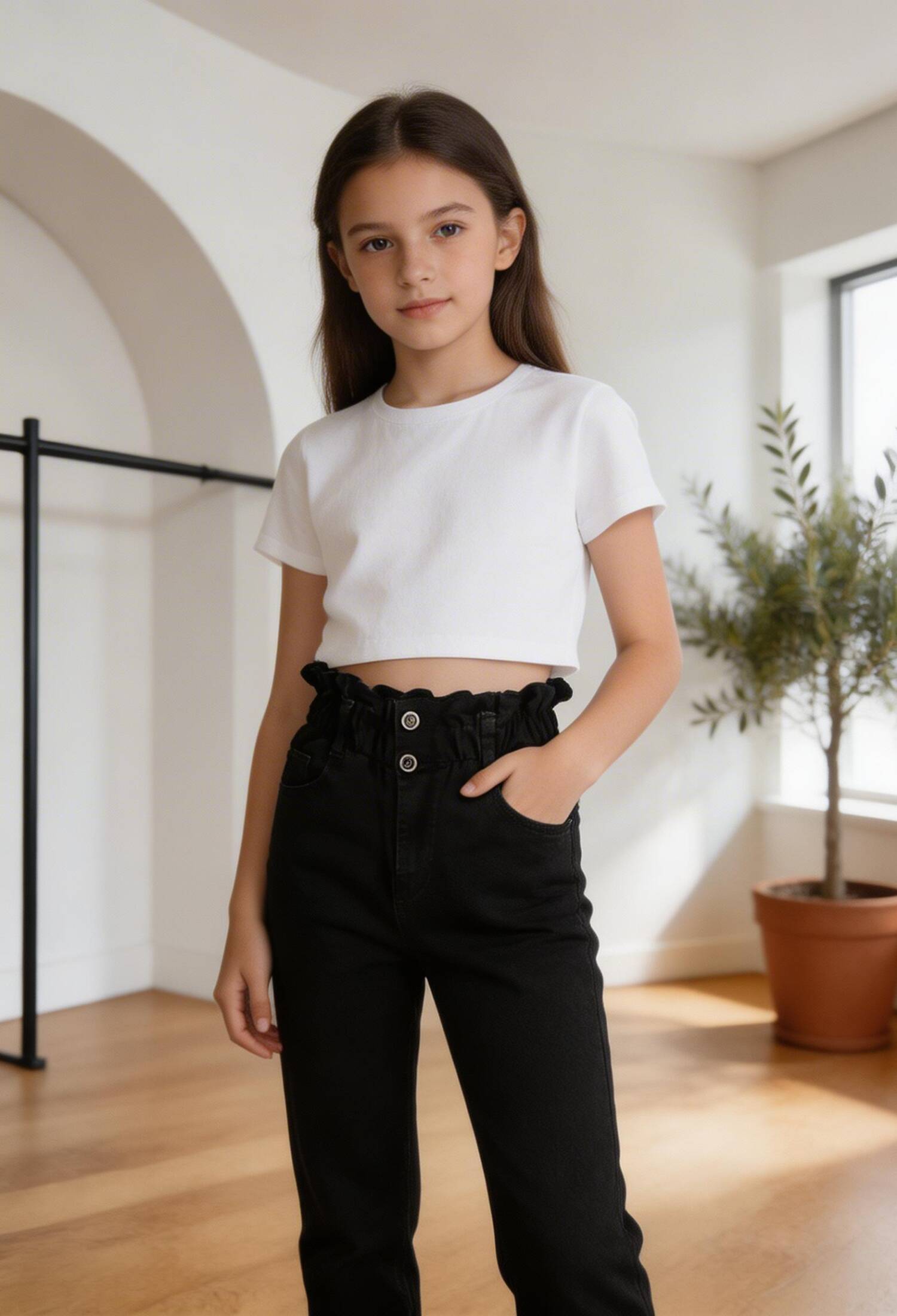 High-Waisted Girls' Jeans