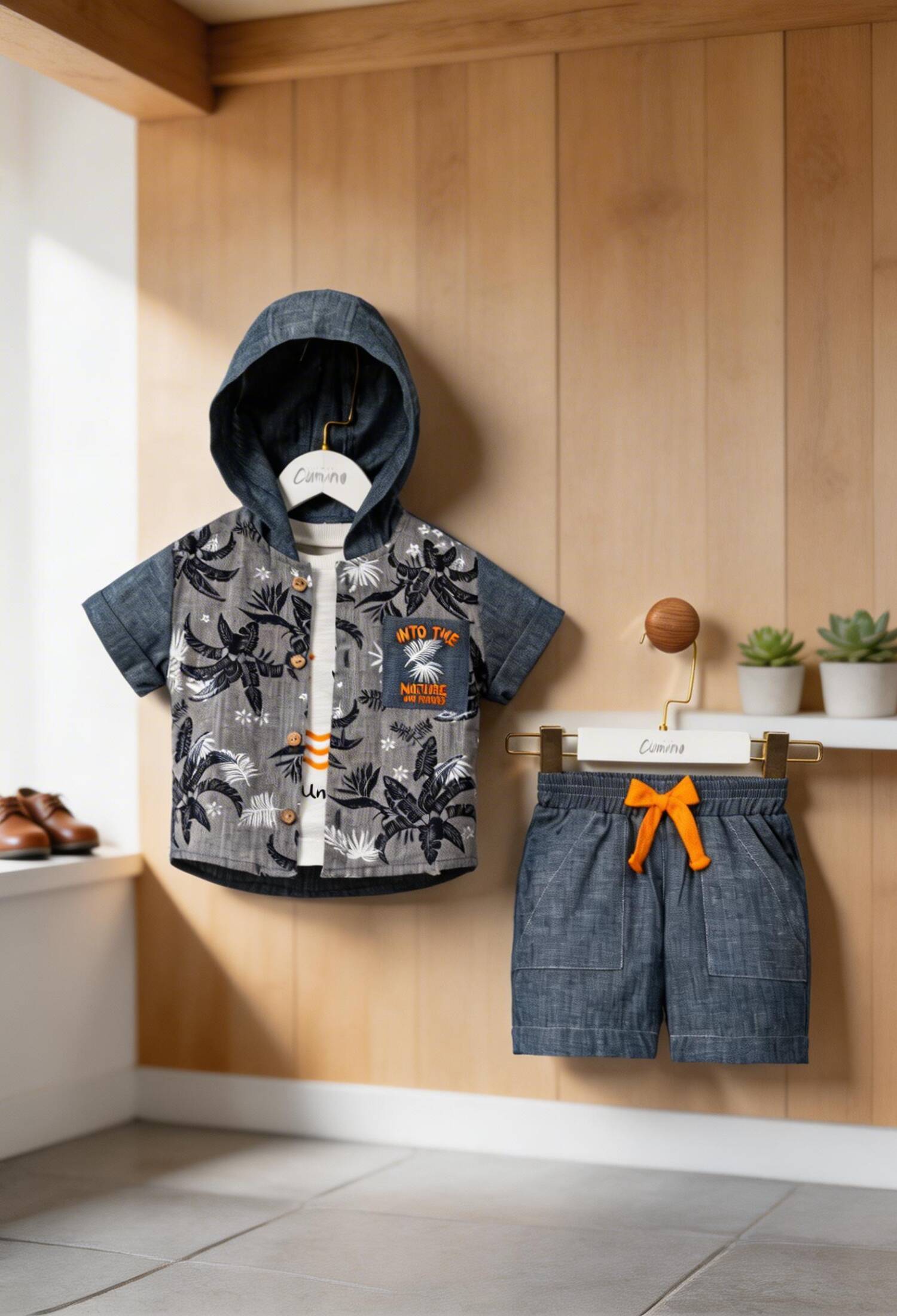 Wholesale Baby Boys 3-Piece T-Shirt, Shirt, and Shorts Set 9-24M Cumino 1014-CMN3523 - 1014-CMN3523