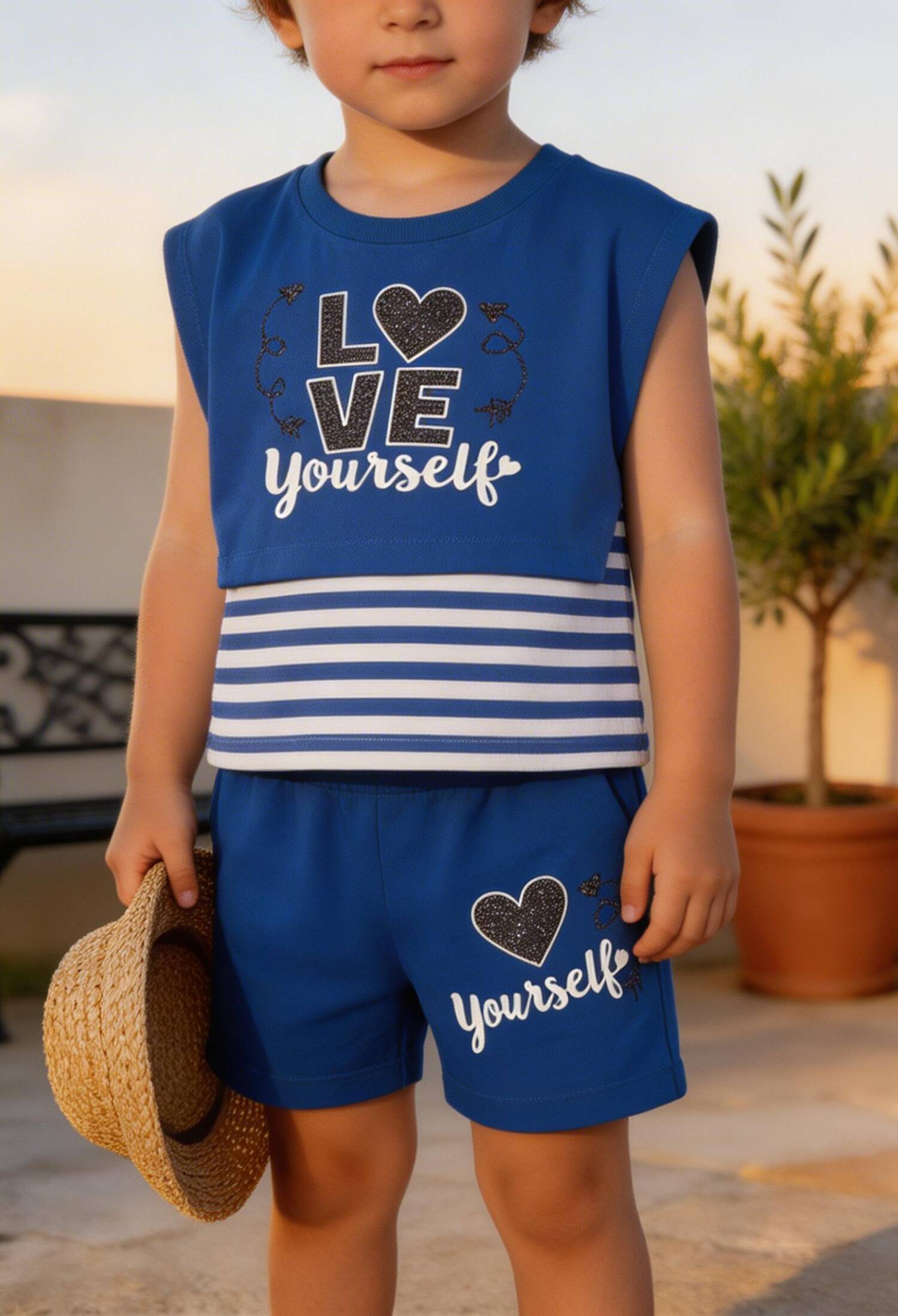 Wholesale Girls' 3-Piece T-shirt and Shorts Set 3-6Y Elnino 1025-22212 - 1025-22212