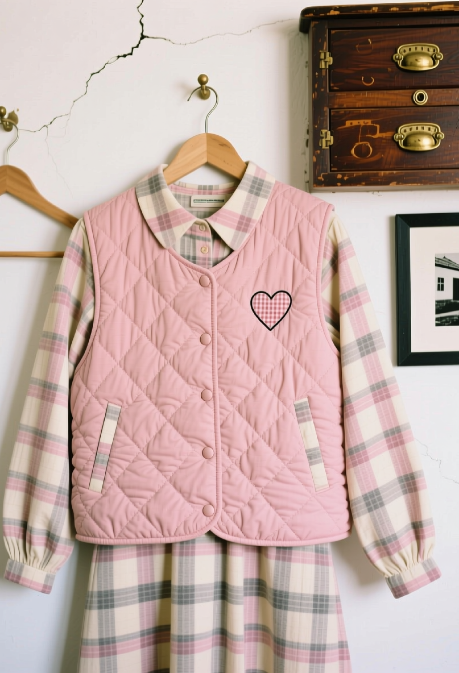 Quilted Vest Plaid Dress Büşra Bebe 1016-22270 - 1016-22270