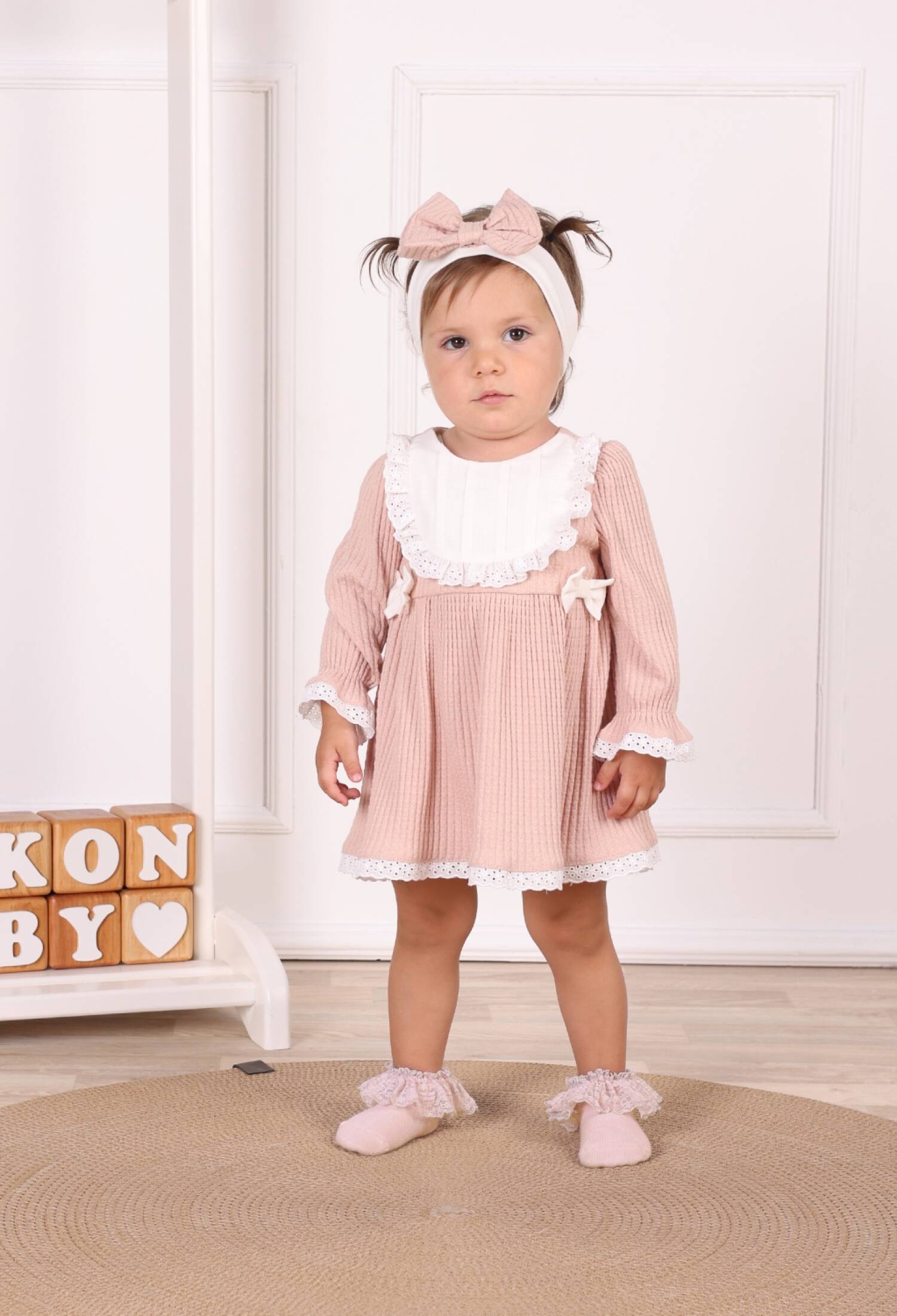 Toptan Kız Çocuk Kare Penye Elbise - M0917 - Brand: Serkon Baby - Kids & Bby Clothes From Peralane Kids Turkey