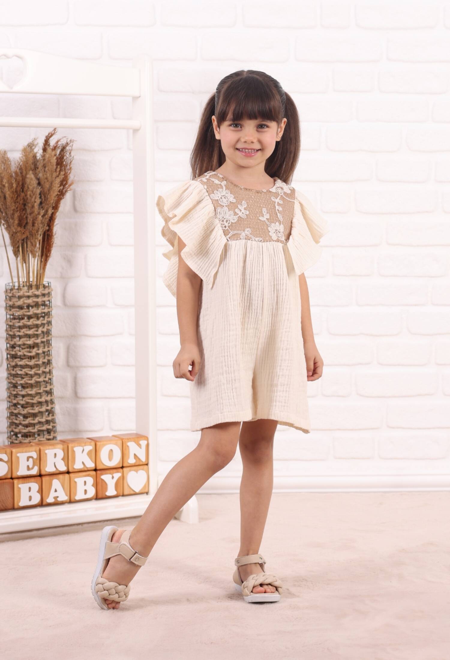 Müslin Şort Elbise - M0788 - Brand: Serkon Baby - Kids & Bby Clothes From Peralane Kids Turkey