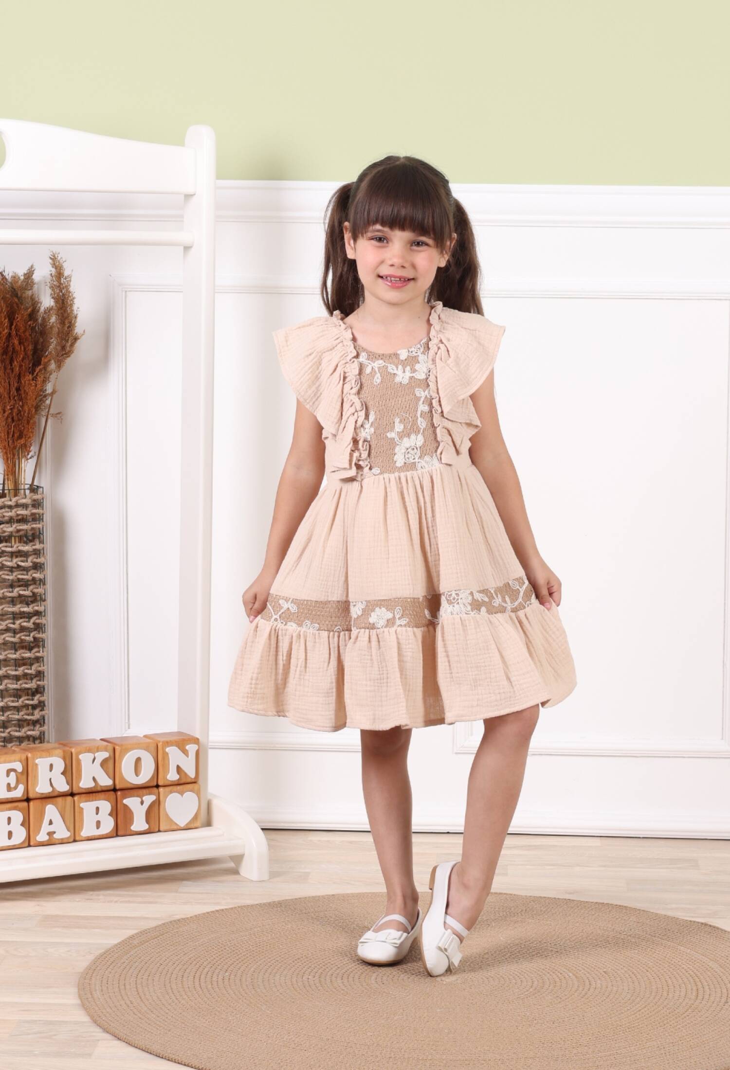 Bambu Dantel Elbise - M0794 - Brand: Serkon Baby - Kids & Bby Clothes From Peralane Kids Turkey