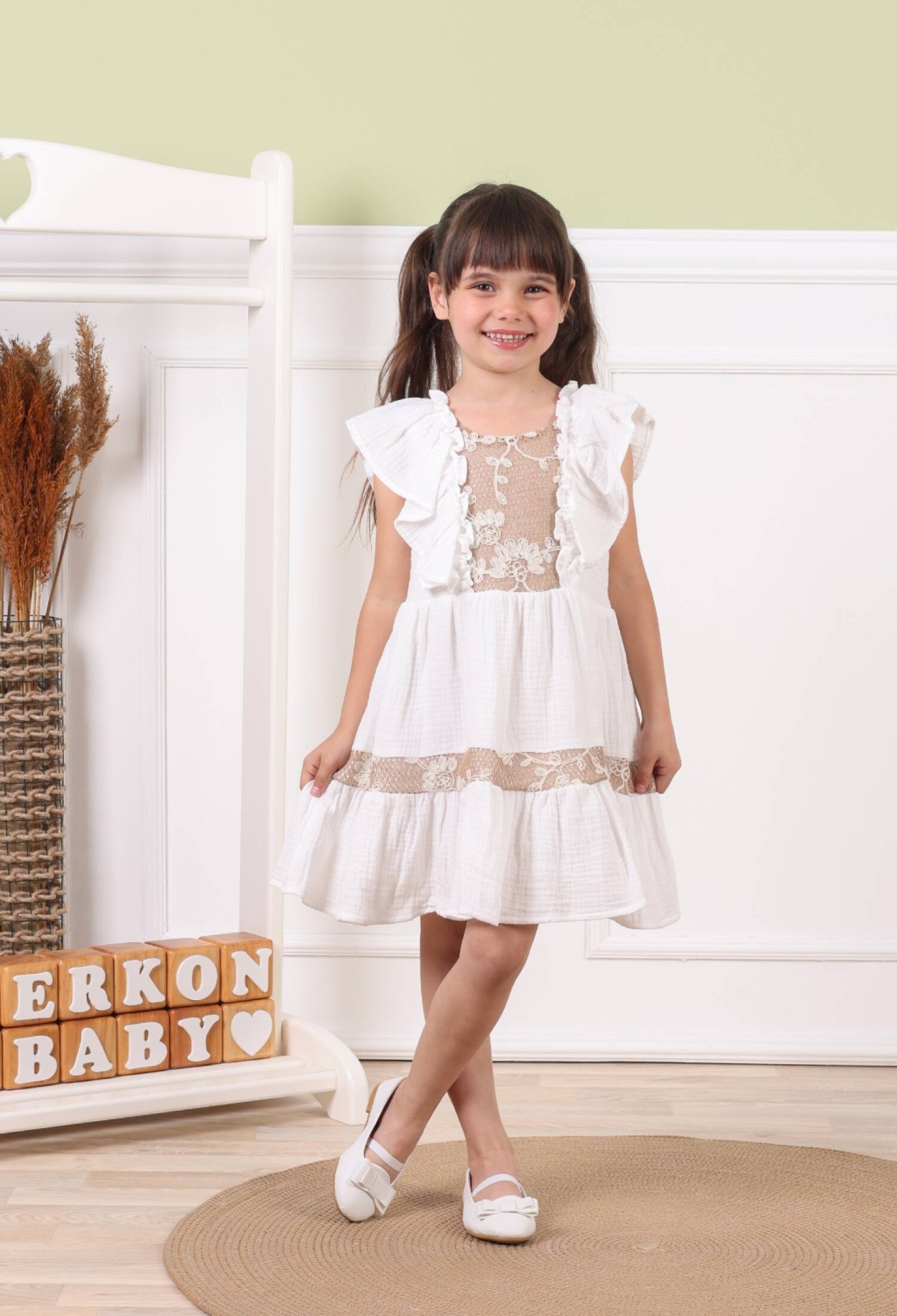 Bambu Dantel Elbise - M0794 - Brand: Serkon Baby - Kids & Bby Clothes From Peralane Kids Turkey