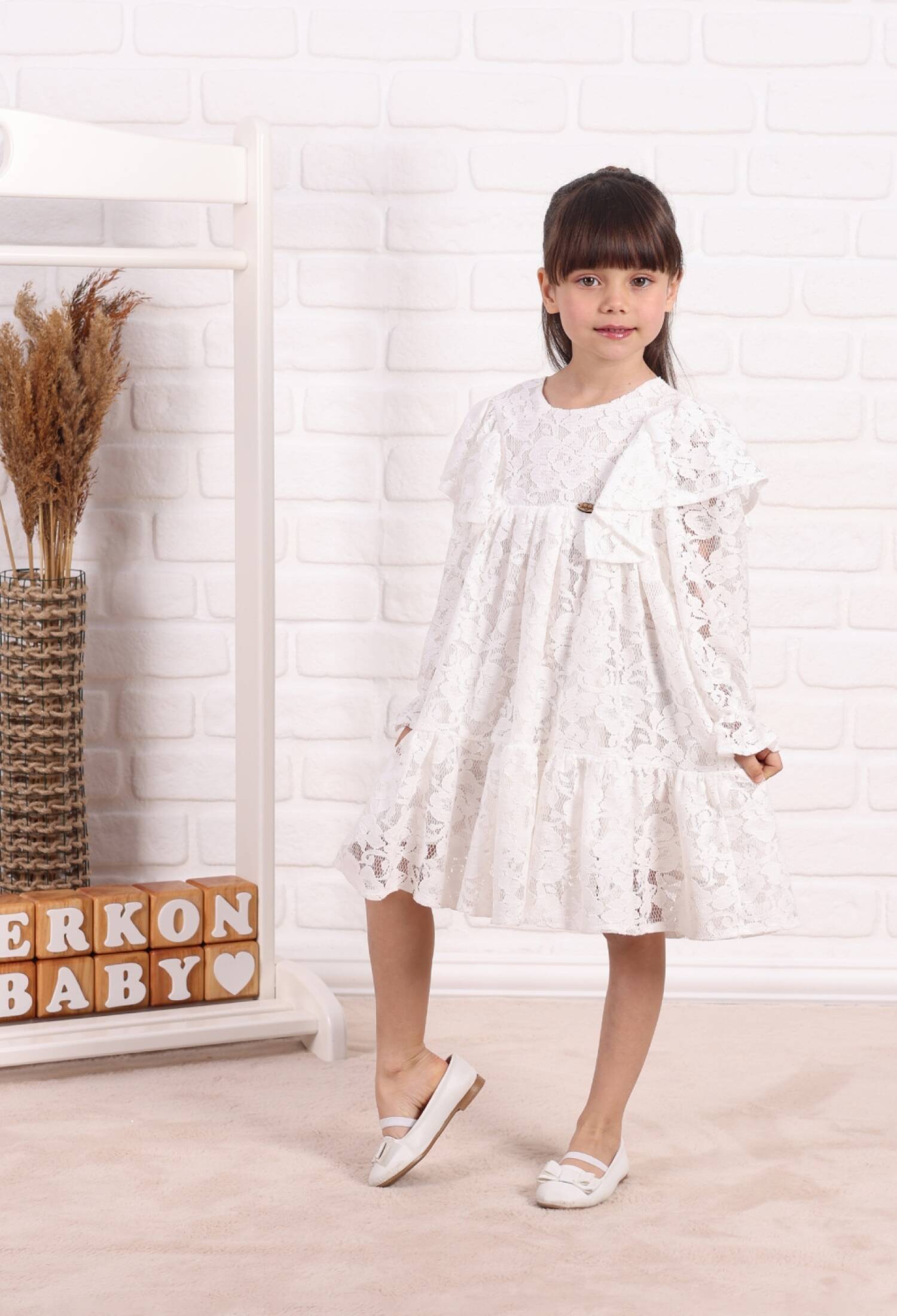 Toptan Kız Çoçuk Çiçek Dantel Elbise - M0834 - Brand: Serkon Baby - Kids & Bby Clothes From Peralane Kids Turkey