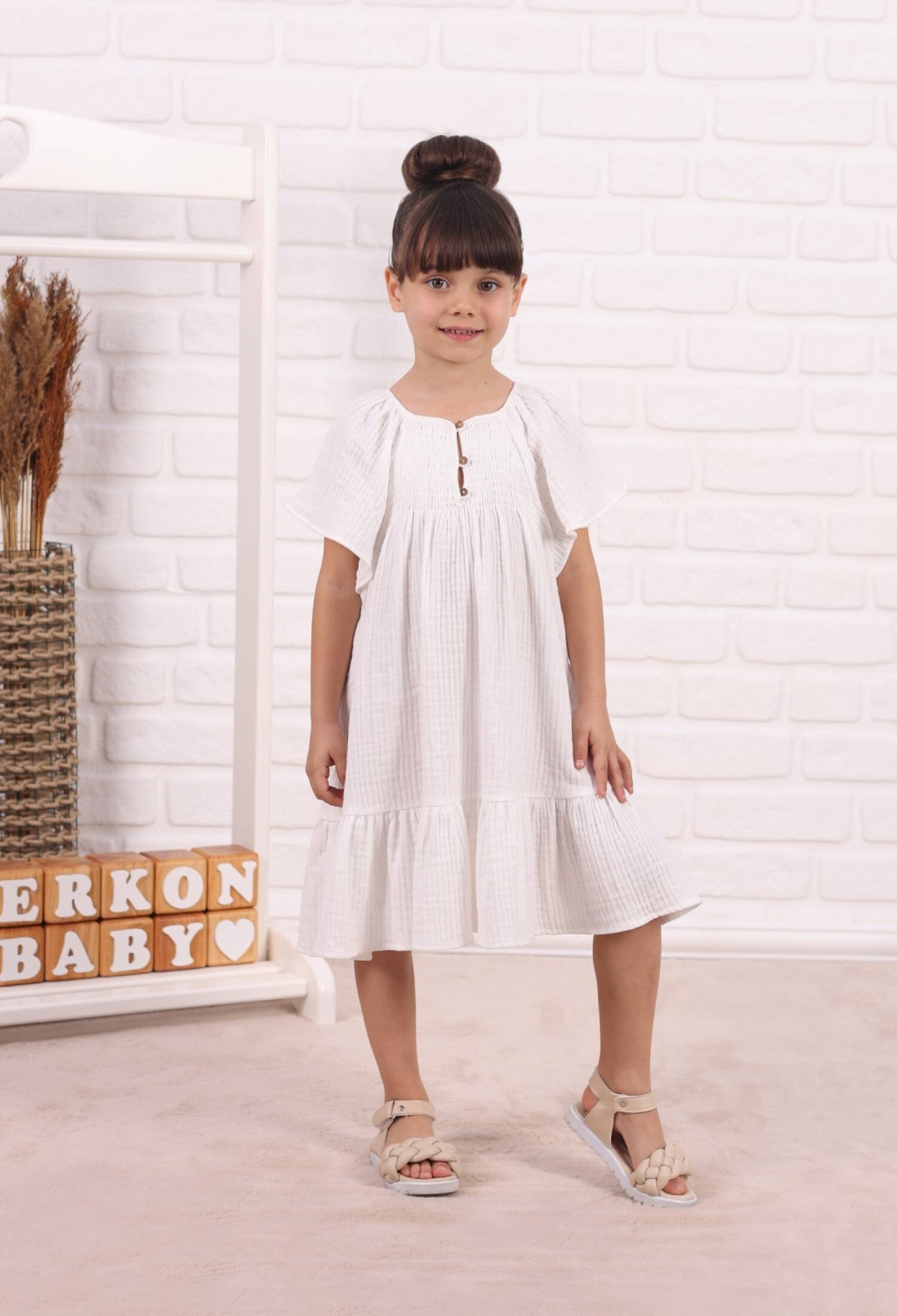 Gipe Dügmeli Elbise - M0777 - Brand: Serkon Baby - Kids & Bby Clothes From Peralane Kids Turkey