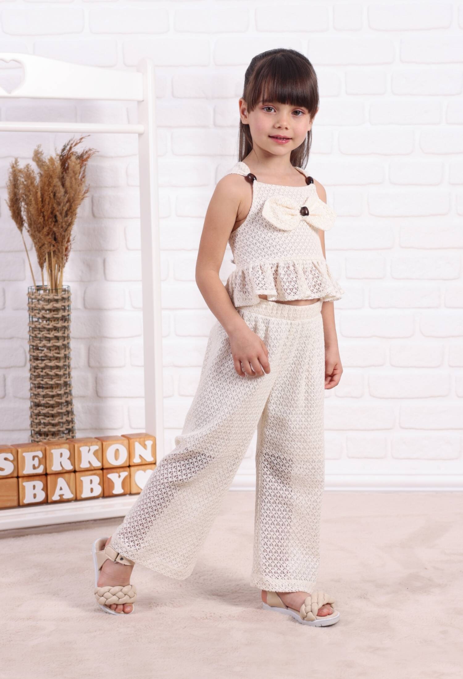 Dantel Crop Takım - M785 - Brand: Serkon Baby - Kids & Bby Clothes From Peralane Kids Turkey