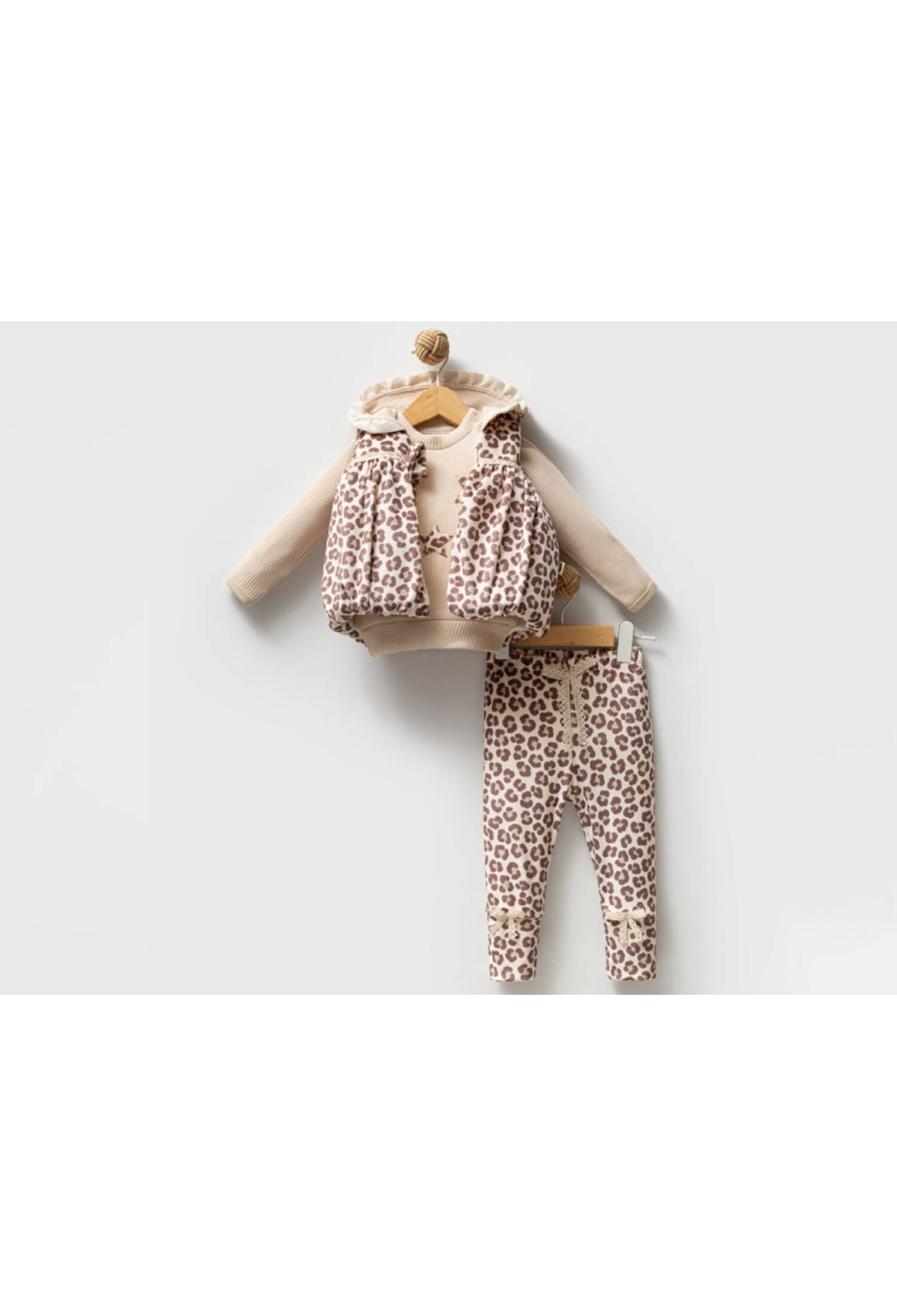 Leopar Desenli Yelekli Üçlü Kız Takım - Brand: HİPPIL - Kids & Bby Clothes From Peralane Kids Turkey