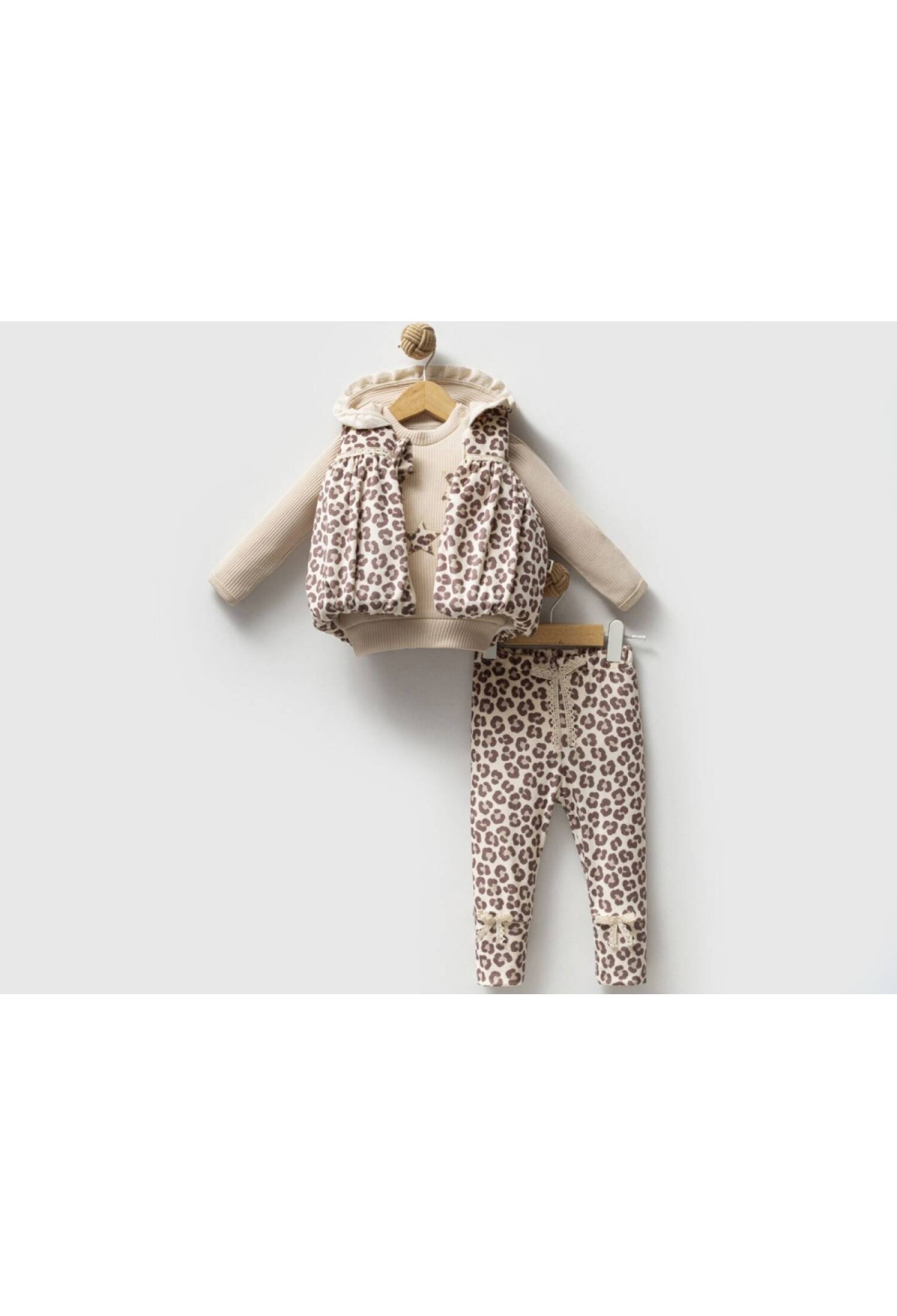 Leopar Desenli Yelekli Üçlü Kız Takım - Brand: HİPPIL - Kids & Bby Clothes From Peralane Kids Turkey