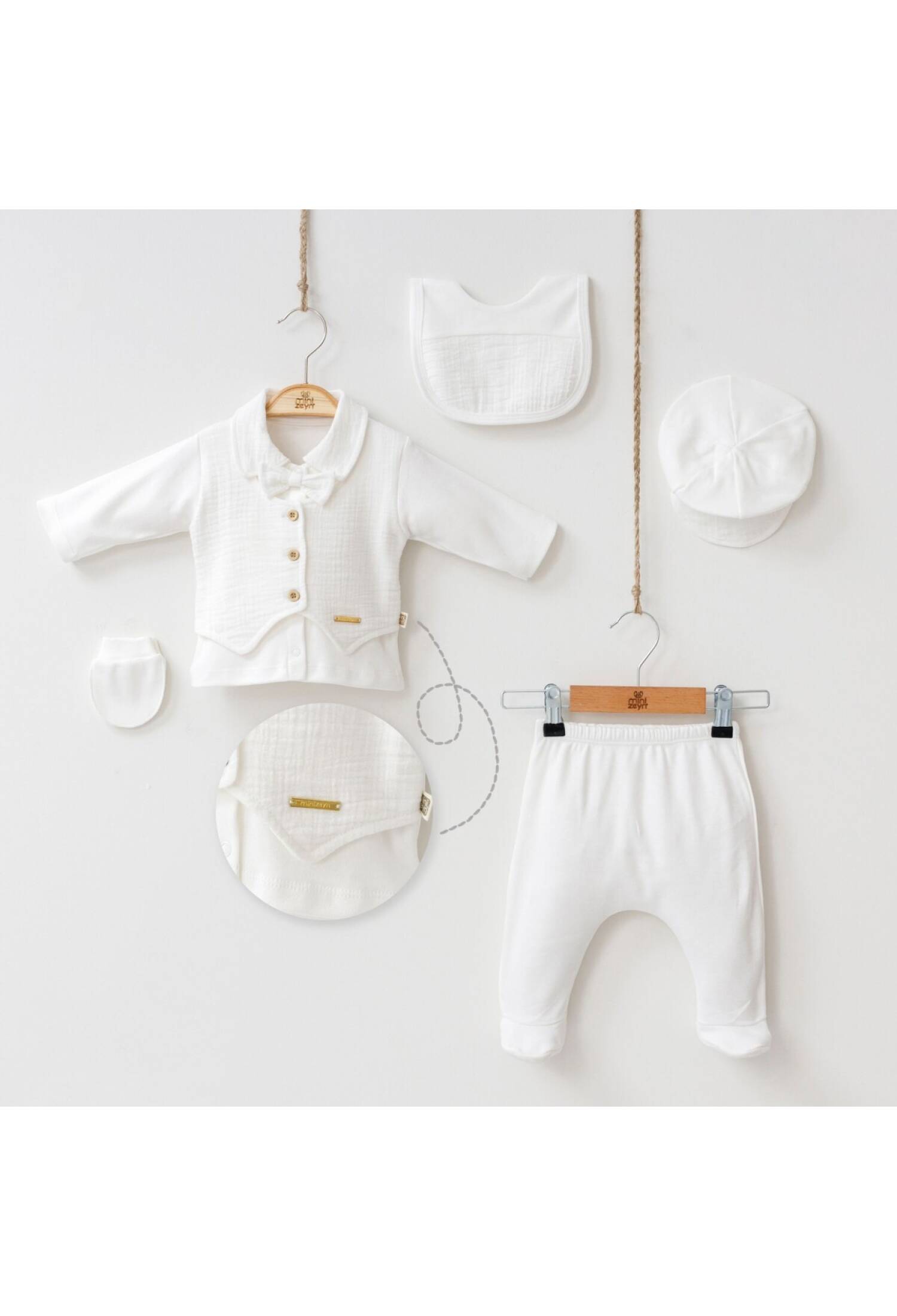 Toptan Erkek Çocuk 5'li Yenidoğan Body Pantoln Şapka Önlük ve Eldiven Takım 0-3M 2014-7048 - 2014-7048 - Brand: Minizeyn - Kids & Bby Clothes From Peralane Kids Turkey