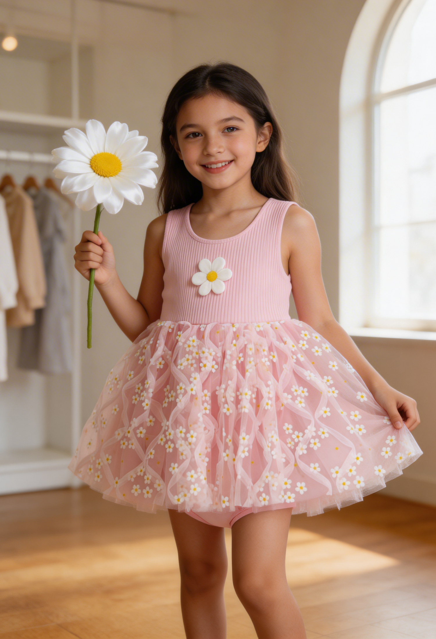 Daisy Detailed Tulle Girl Dress