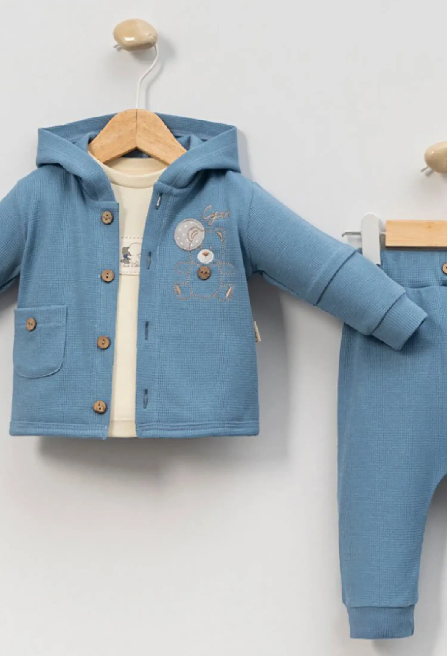 Ayıcık Baskılı Üçlü Erkek Bebe Takım - Brand: CAYZEN - Kids & Bby Clothes From Peralane Kids Turkey