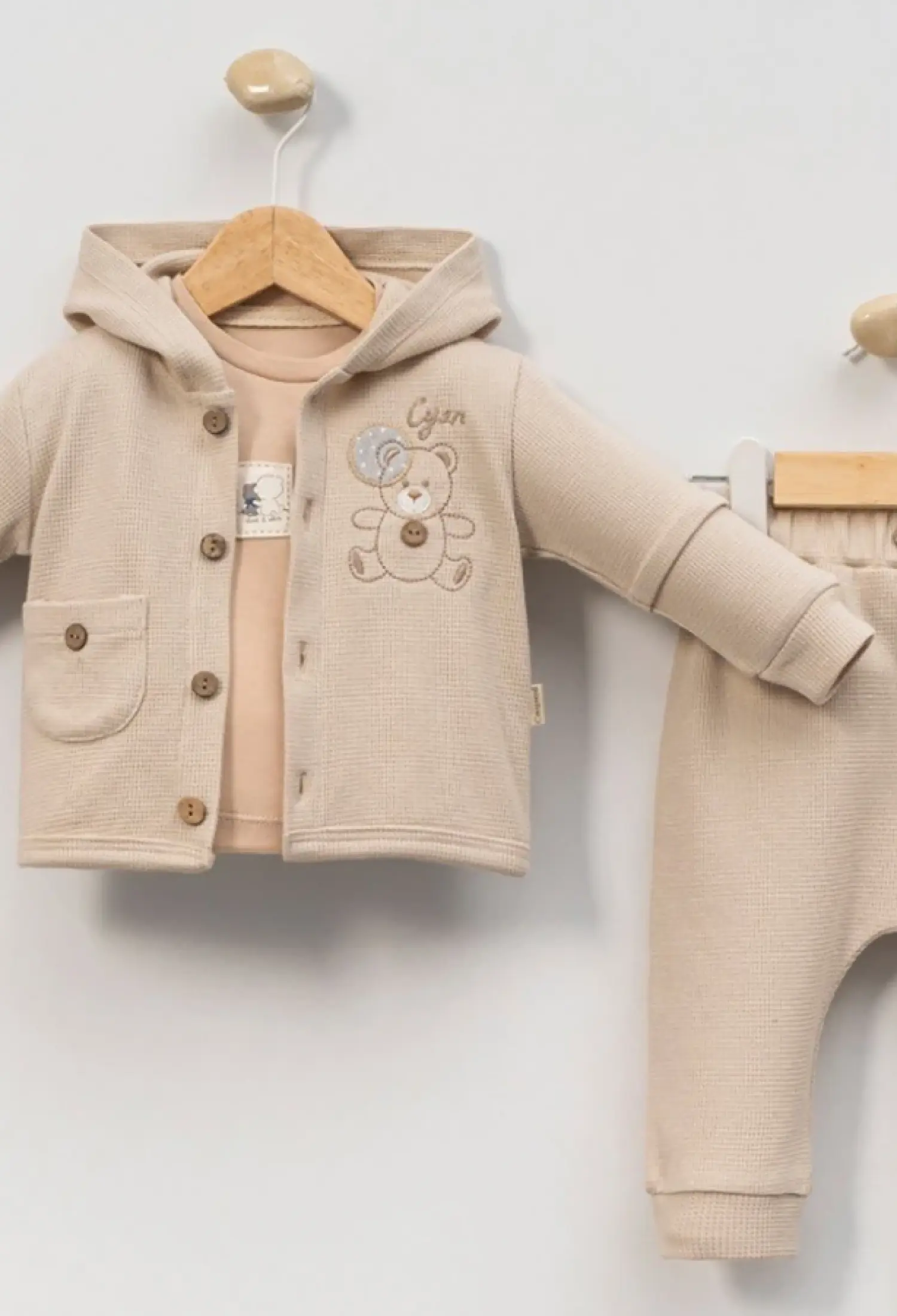 Ayıcık Baskılı Üçlü Erkek Bebe Takım - Brand: CAYZEN - Kids & Bby Clothes From Peralane Kids Turkey