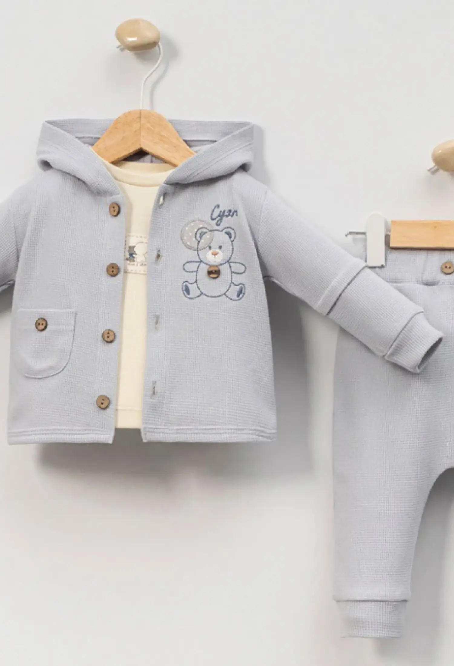Ayıcık Baskılı Üçlü Erkek Bebe Takım - Brand: CAYZEN - Kids & Bby Clothes From Peralane Kids Turkey
