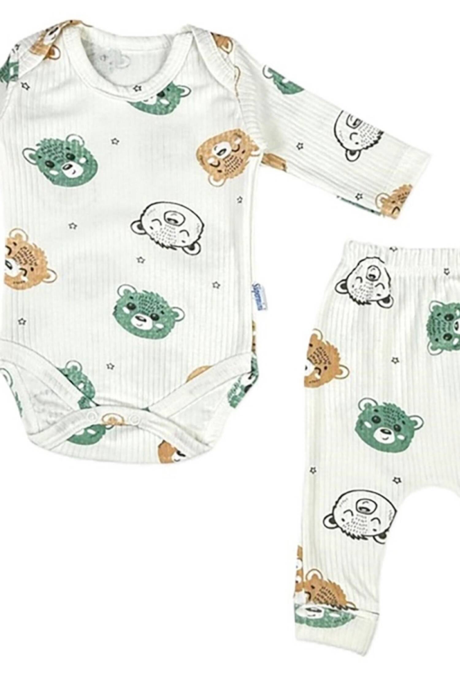 Ayıcık Desenli Raporlu Erkek Bebe Takım - Brand: SÜPERMİNİ - Kids & Bby Clothes From Peralane Kids Turkey