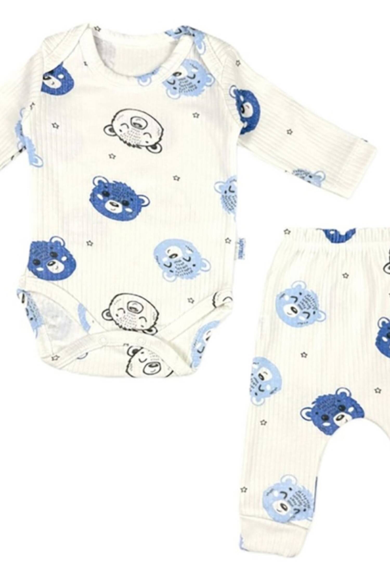 Ayıcık Desenli Raporlu Erkek Bebe Takım - Brand: SÜPERMİNİ - Kids & Bby Clothes From Peralane Kids Turkey