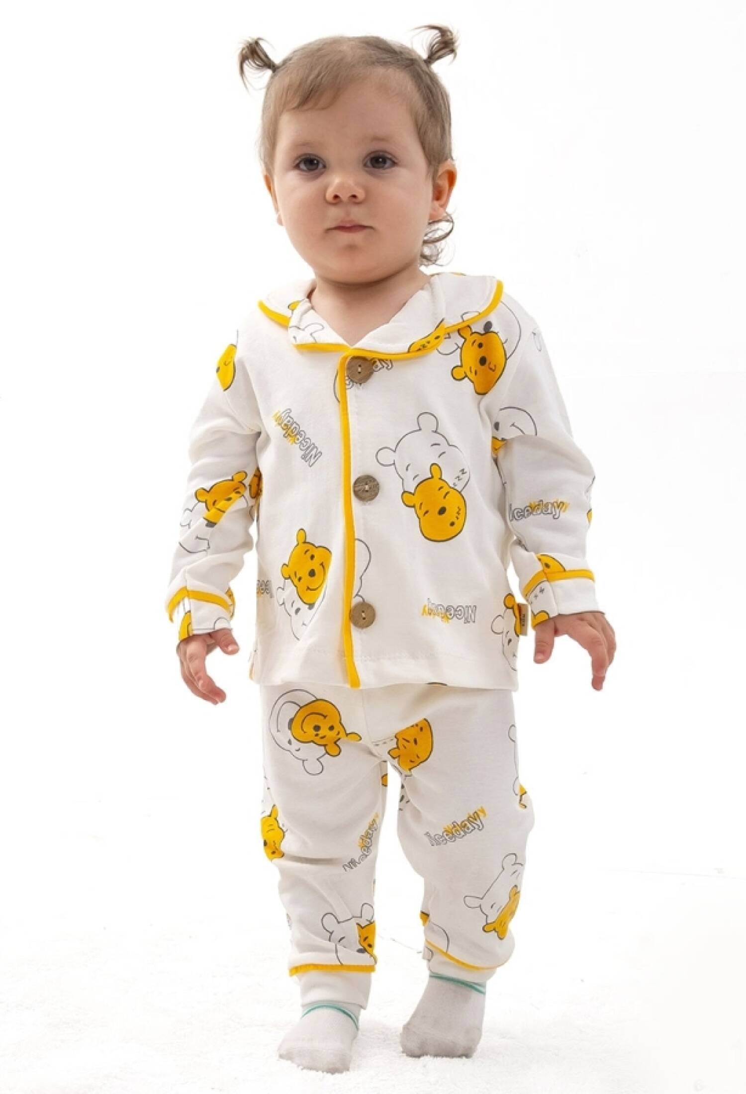 Ayıcık Desenli Yakalı Düğmeli Unisex Takım - Brand: DOLAŞ - Kids & Bby Clothes From Peralane Kids Turkey