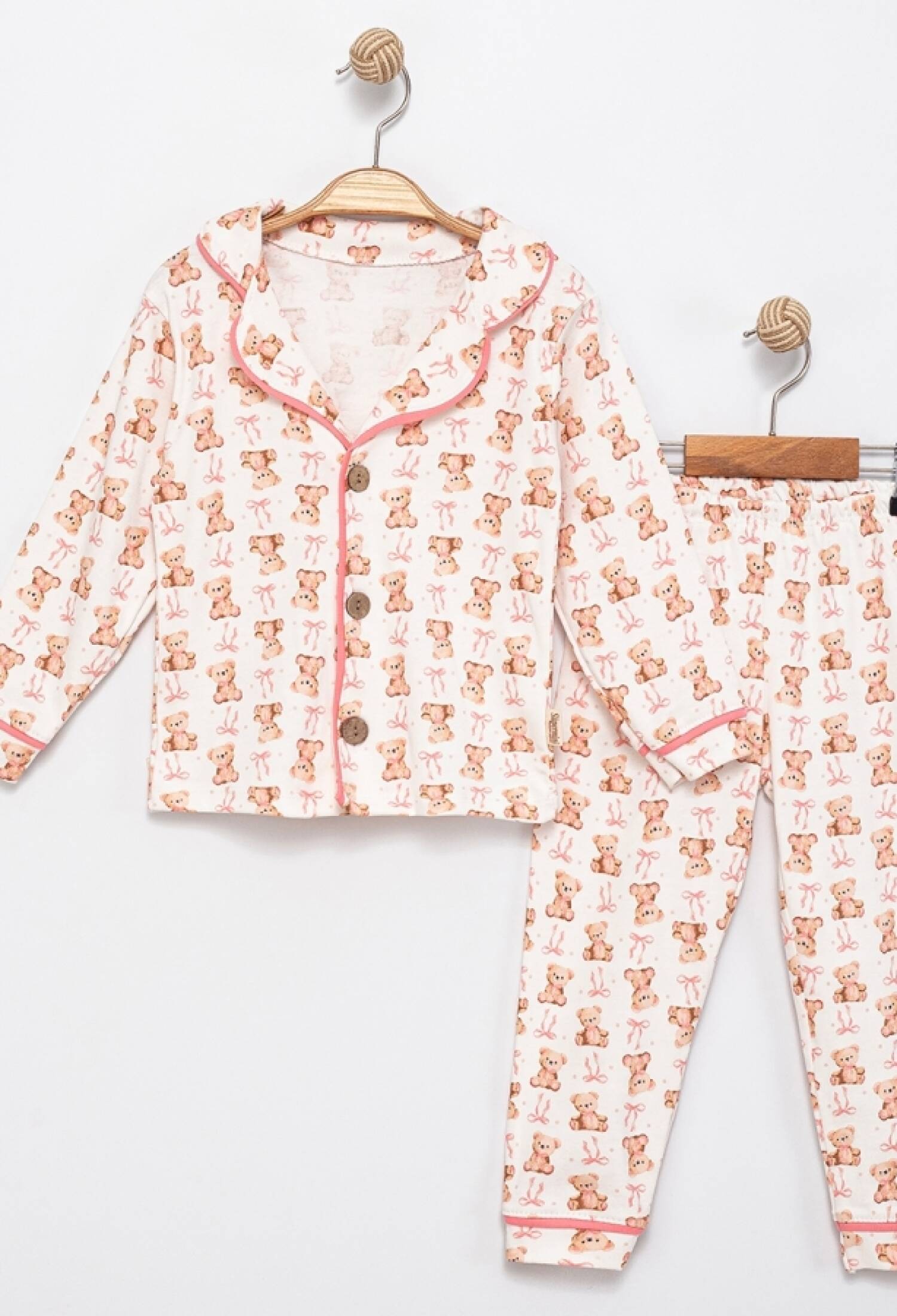 Ayıcık Desenli Yakalı Kız Pijama Takım - Brand: SÜPERMİNİ - Kids & Bby Clothes From Peralane Kids Turkey