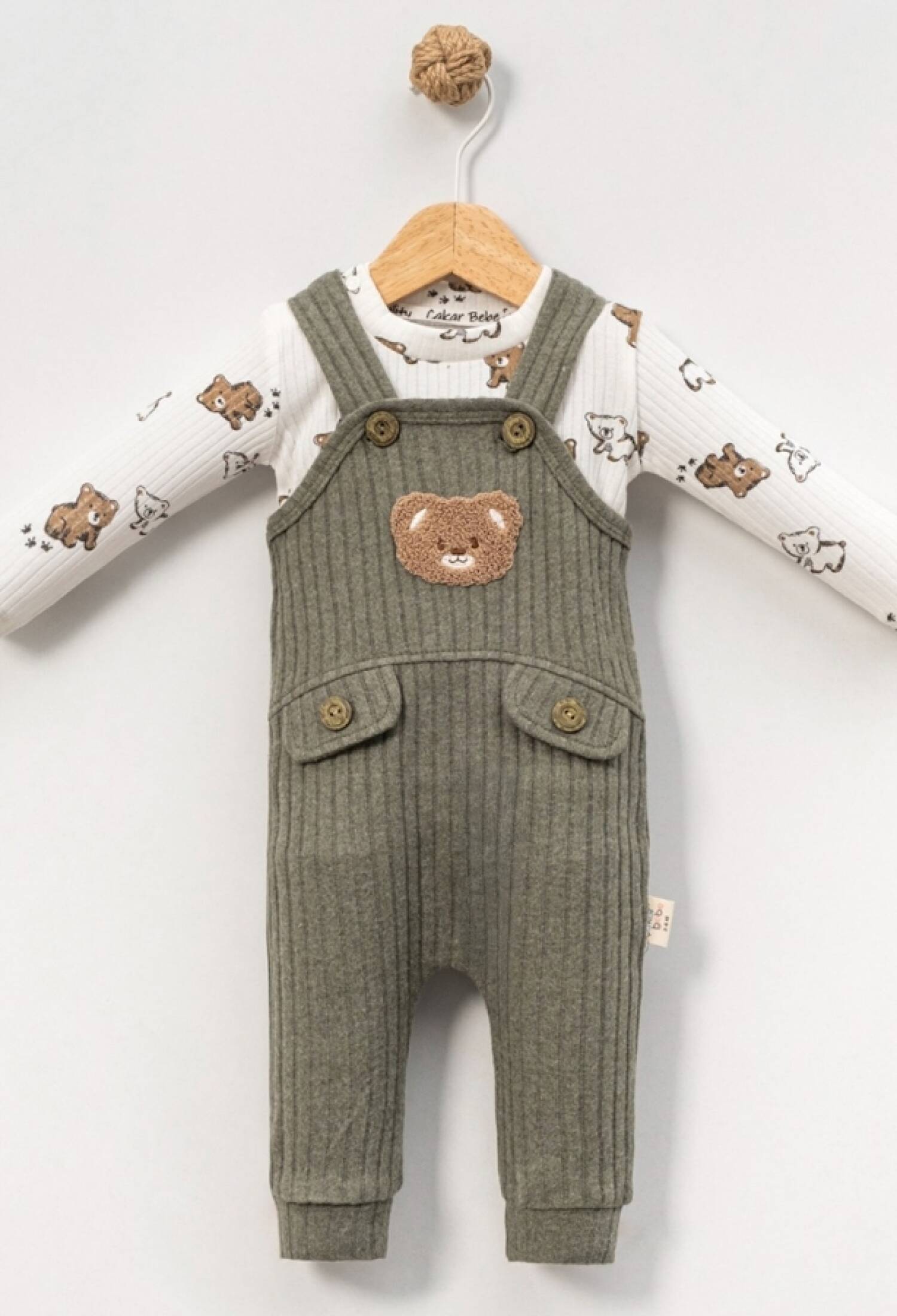 Ayıcık Nakışlı İkili Erkek Bebe Salopet - Brand: CAYZEN - Kids & Bby Clothes From Peralane Kids Turkey