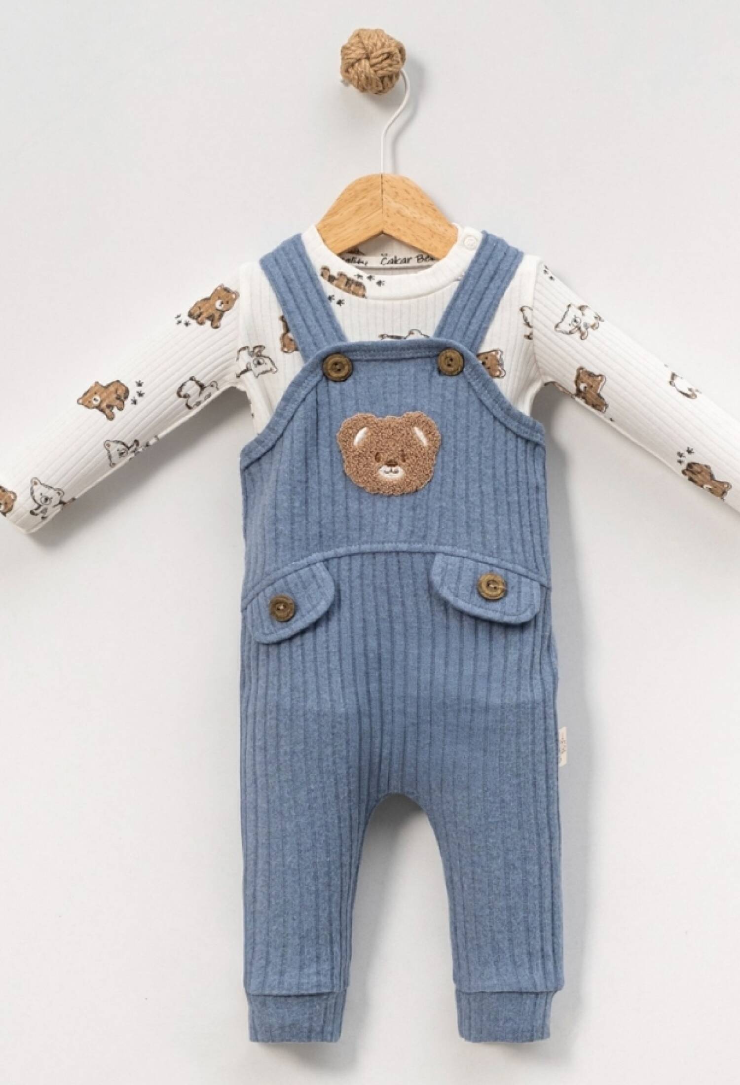 Ayıcık Nakışlı İkili Erkek Bebe Salopet - Brand: CAYZEN - Kids & Bby Clothes From Peralane Kids Turkey